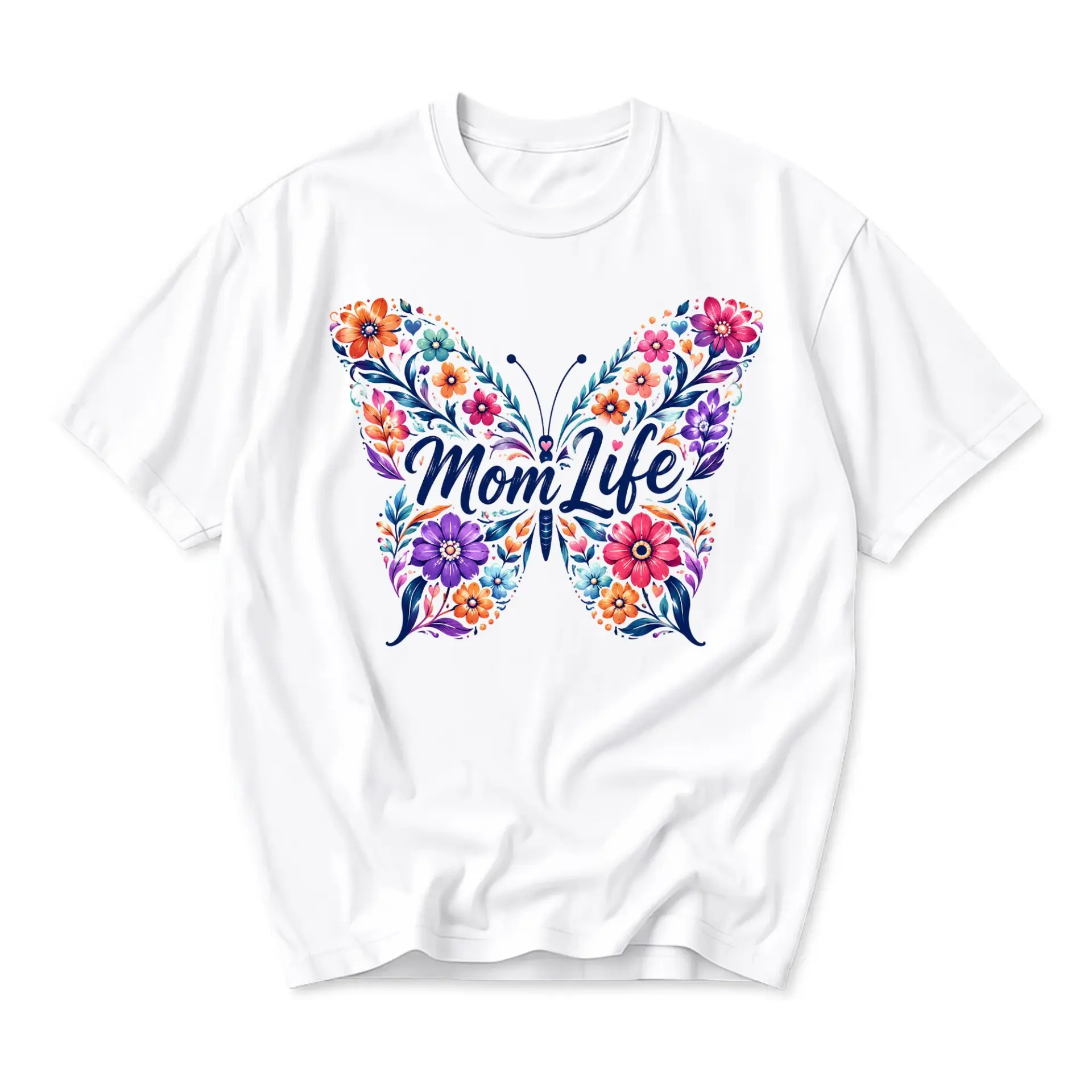 Graphic Tee Mom Life Butterfly Floral Print Unisex Crew Neck Casual Everyday Short Sleeve Cotton Blend Shirt