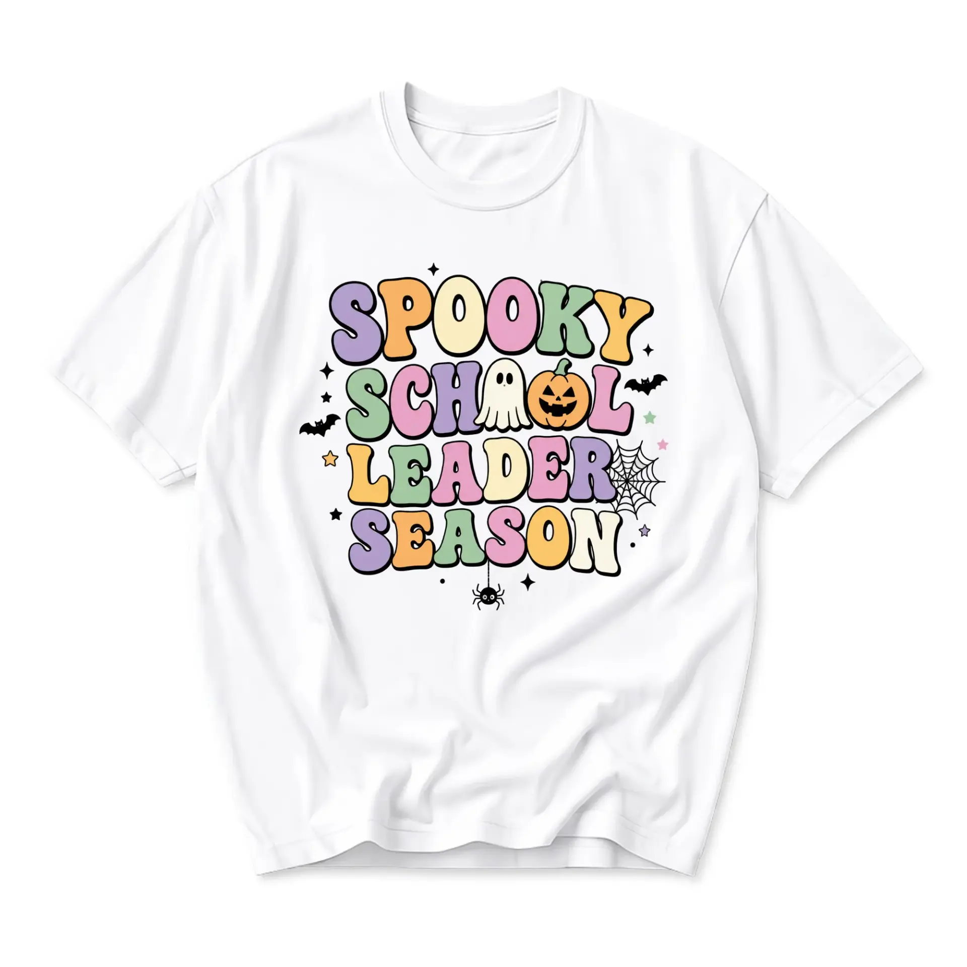 Graphic Tee Spooky School Leader Season Retro Fall Halloween Unisex Crew Neck Casual Everyday Short Sleeve Cotton Shirt