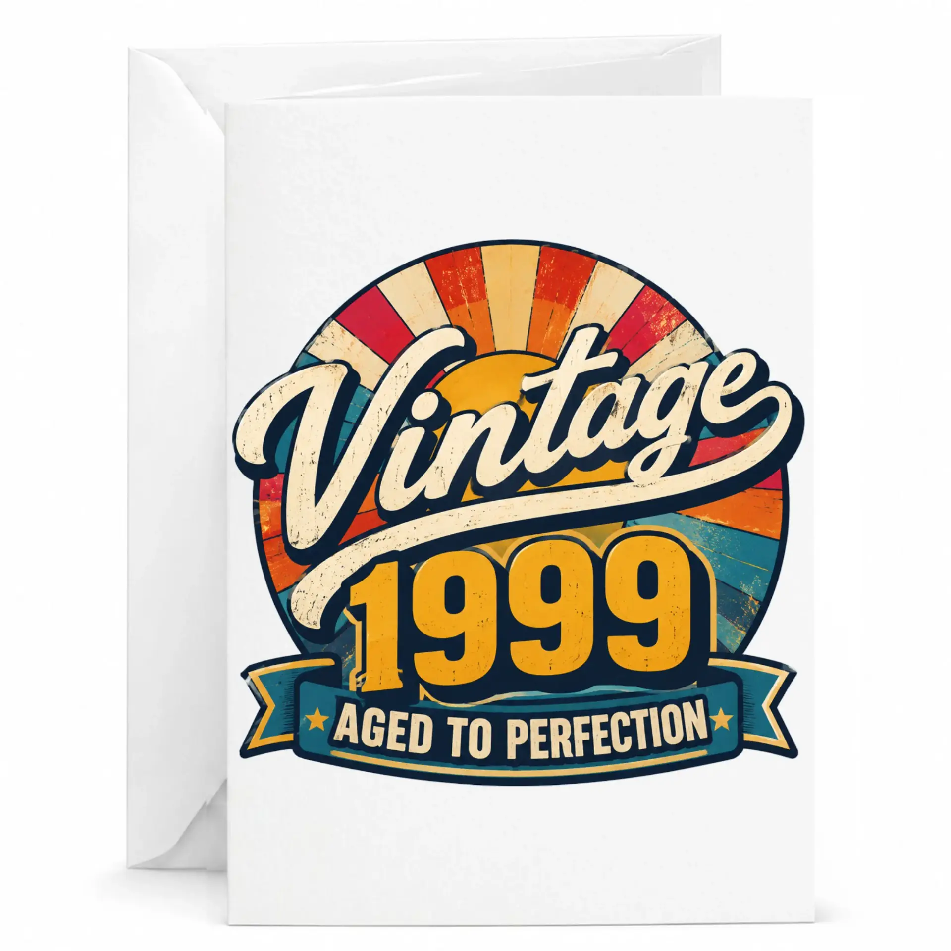 Birthday Card Vintage 1999 Aged to Perfection Retro Design Greeting Card for Milestone Celebration and Anniversary Events
