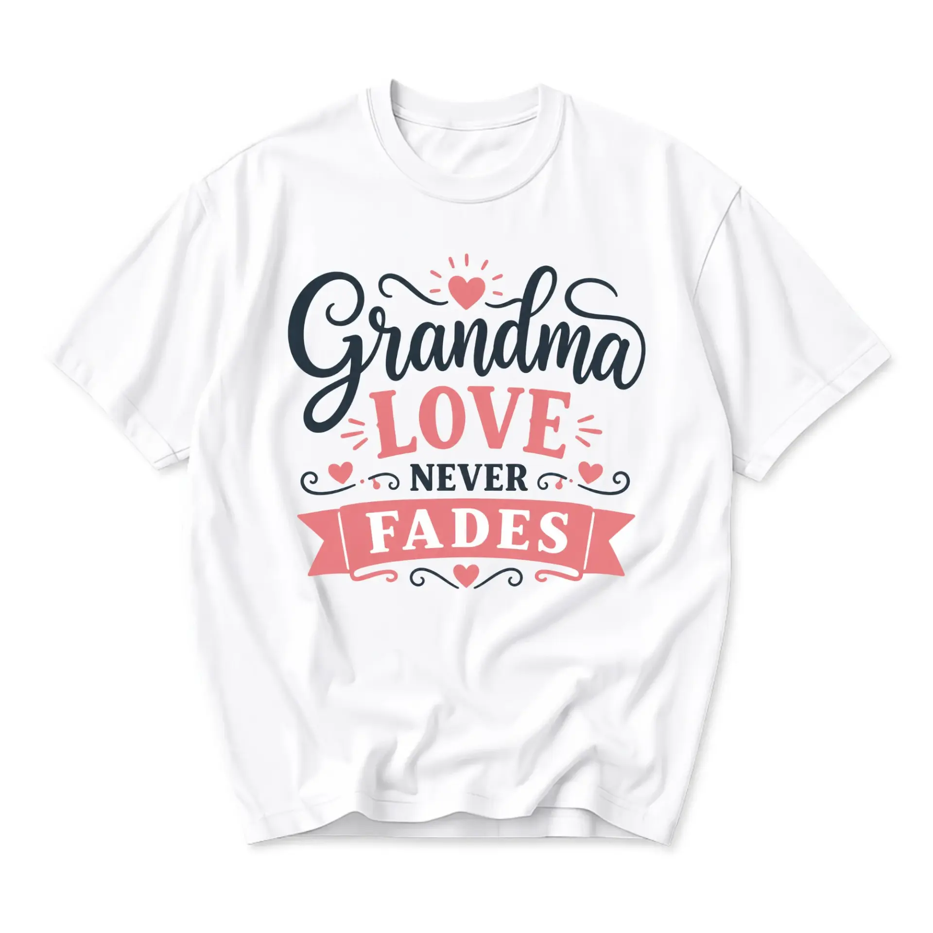 T-shirt Grandma Love Never Fades Graphic Print Unisex Crew Neck Casual Everyday Top for Soft Comfortable Apparel