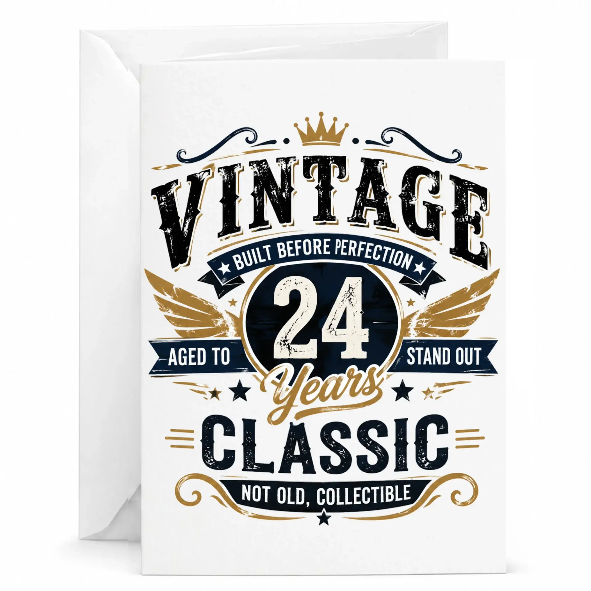 Funny 24th Birthday Card Vintage Retro Style Aged to Perfection Design for Milestone Celebration Greeting Card