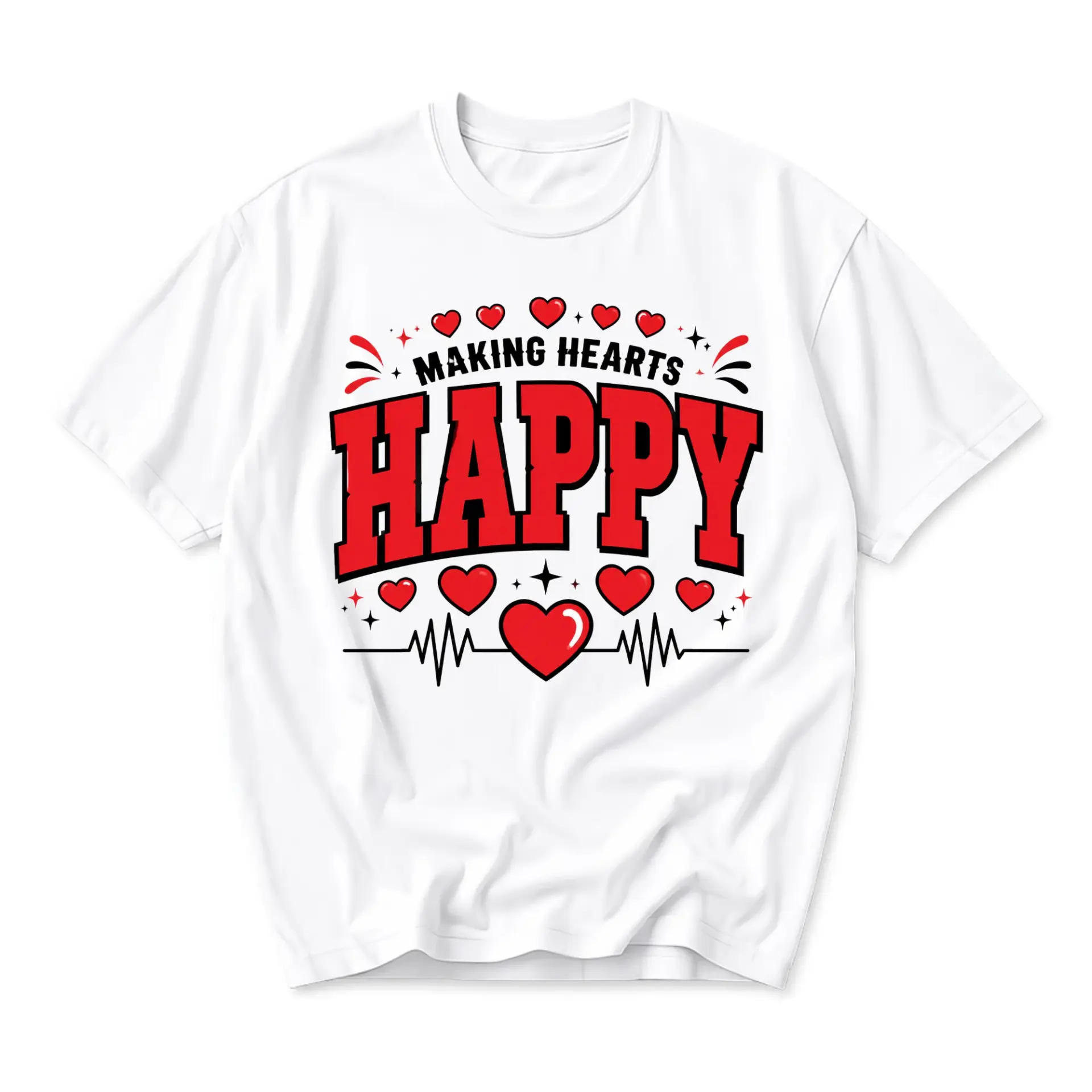 Graphic Tee Making Hearts Happy Unisex Casual Everyday Crew Neck Soft Cotton Blend Comfortable Short Sleeve Apparel
