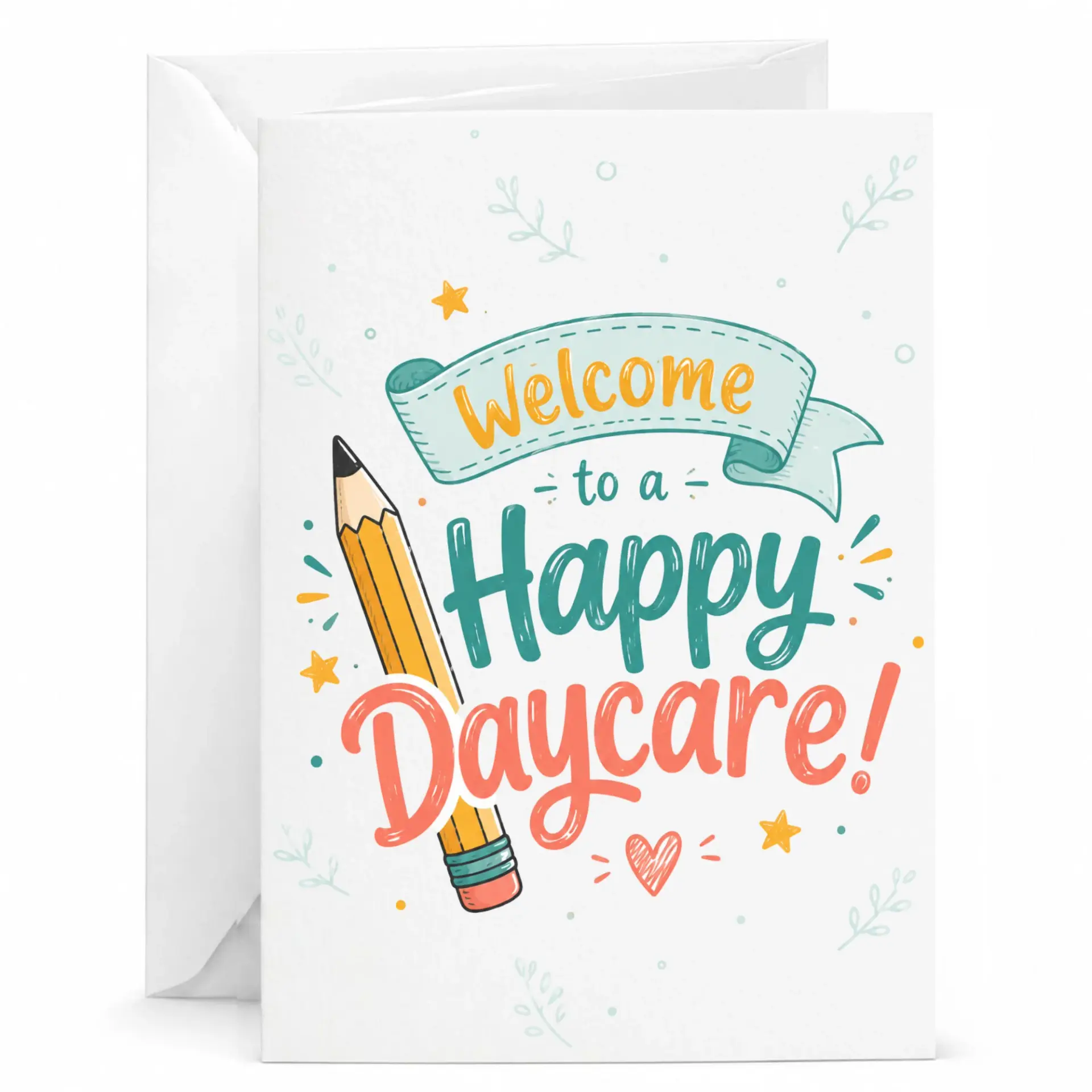 Welcome to a Happy Daycare Greeting Card Professional Printed Stationery for Childcare Providers and Staff Members