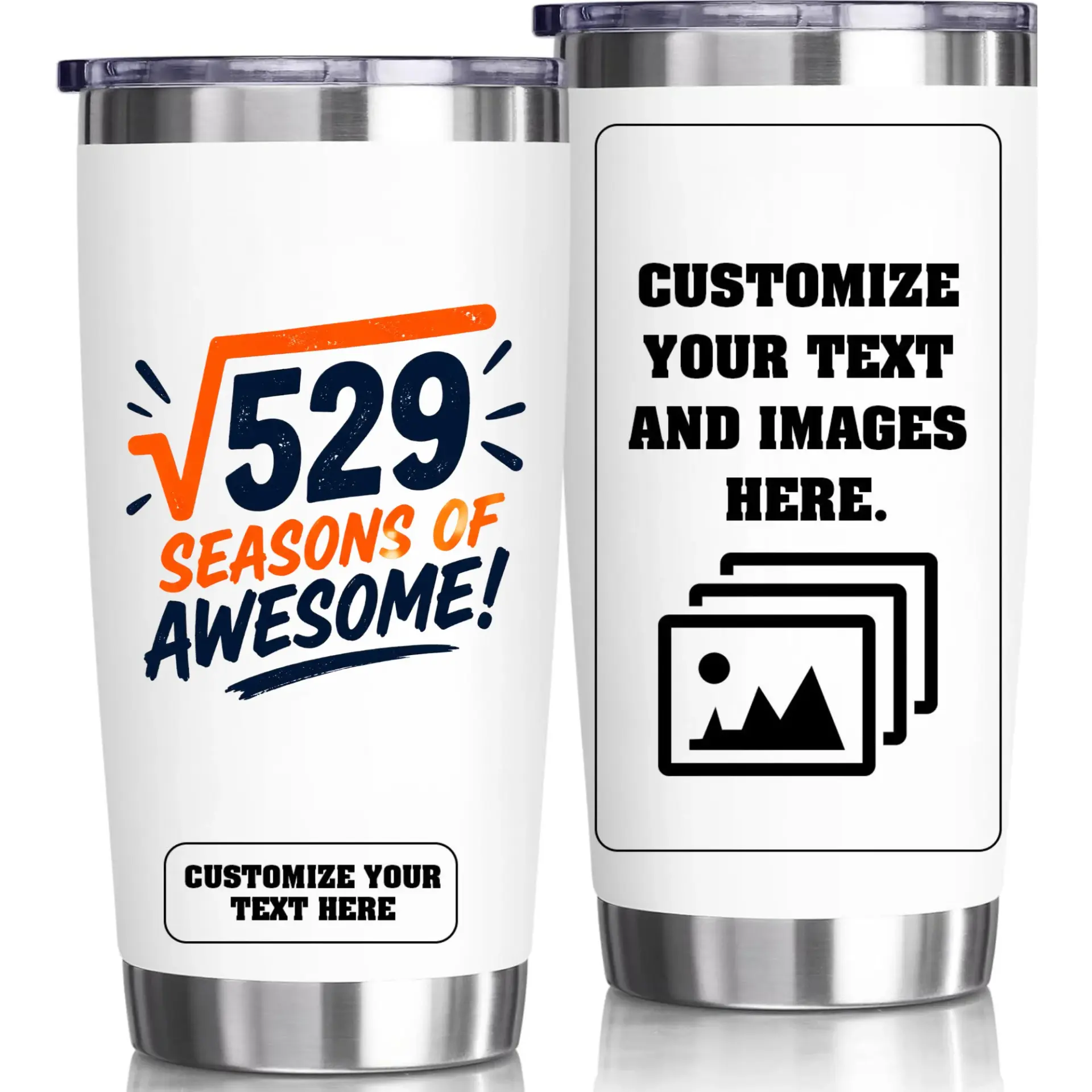Stainless Steel Insulated Tumbler 20oz Personalized Travel Cup for Hot and Cold Drinks Custom Math Theme Design