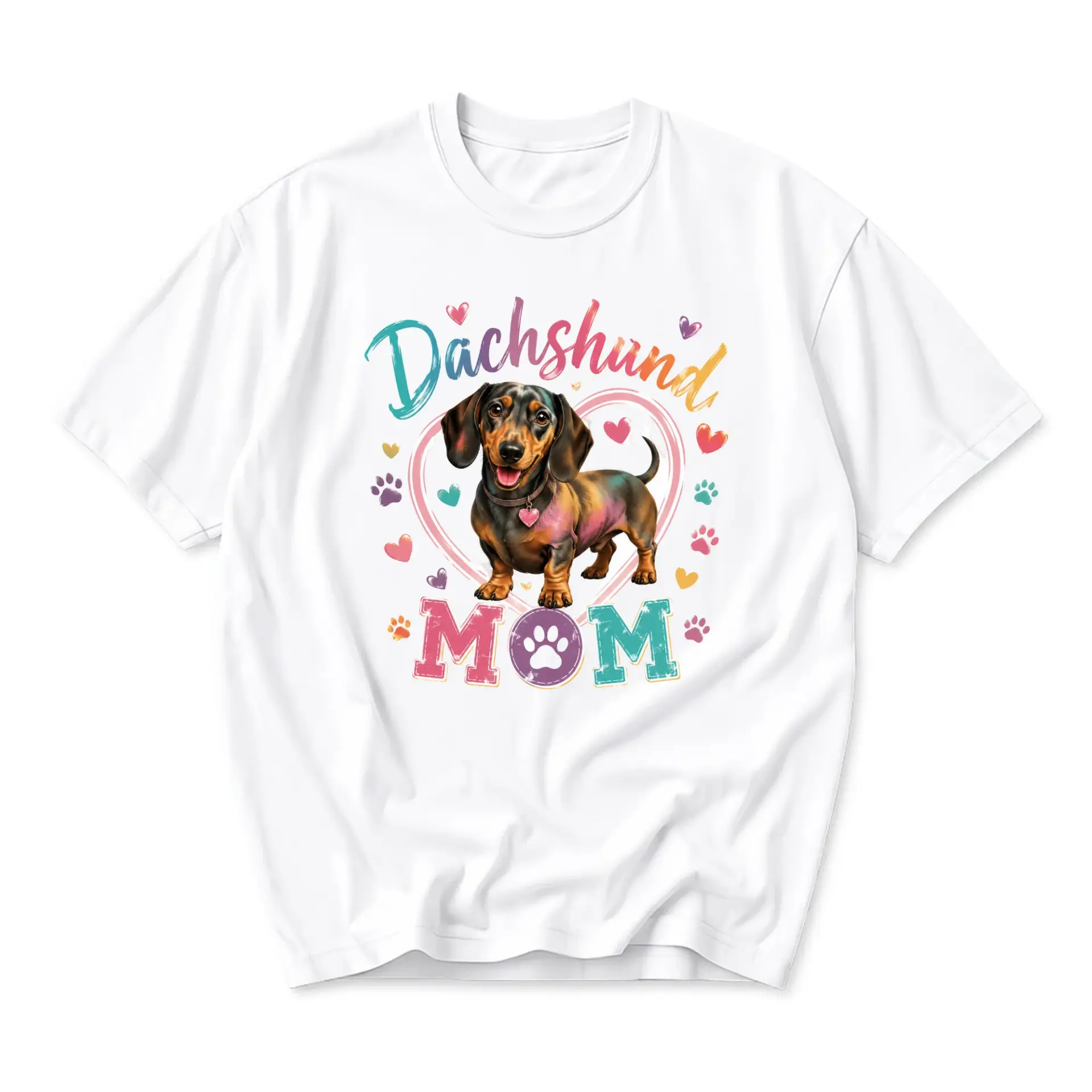 Graphic Tee Dachshund Mom Print Unisex Crew Neck T-Shirt Soft Cotton Blend