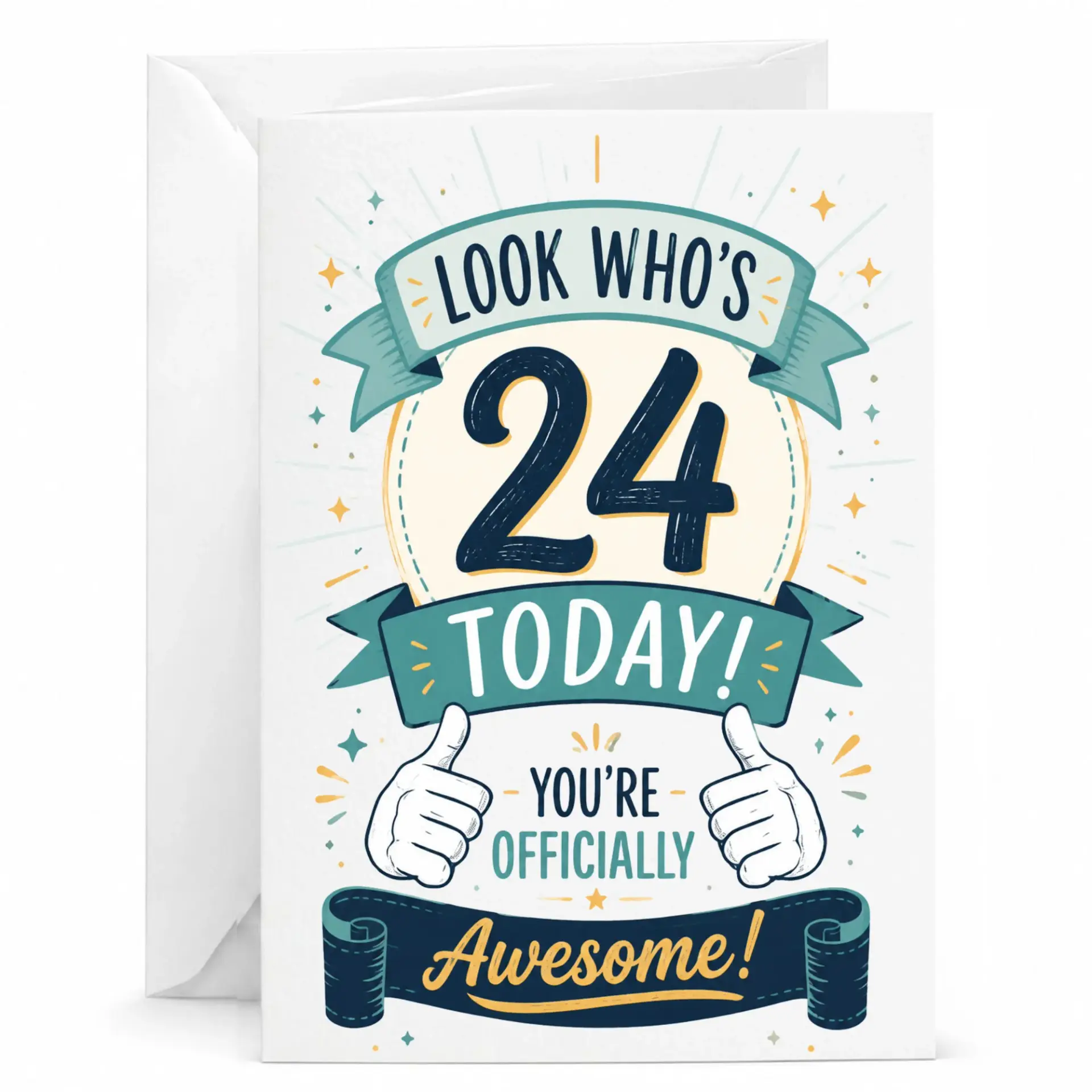 Birthday Card Look Who Is 24 Today Officially Awesome Greeting Card for Twenty Fourth Birthday Milestone Celebration