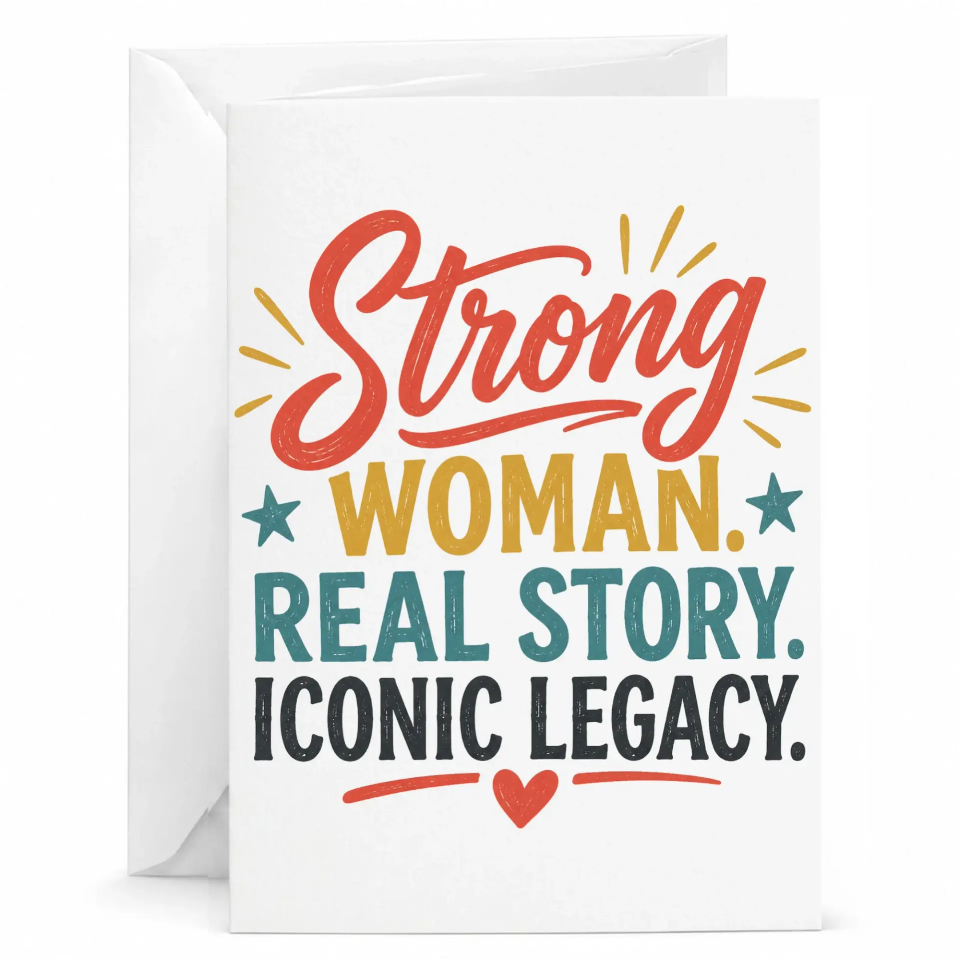 Inspirational Strong Woman Real Story Greeting Card for Empowerment and Recognition with Matching White Envelope