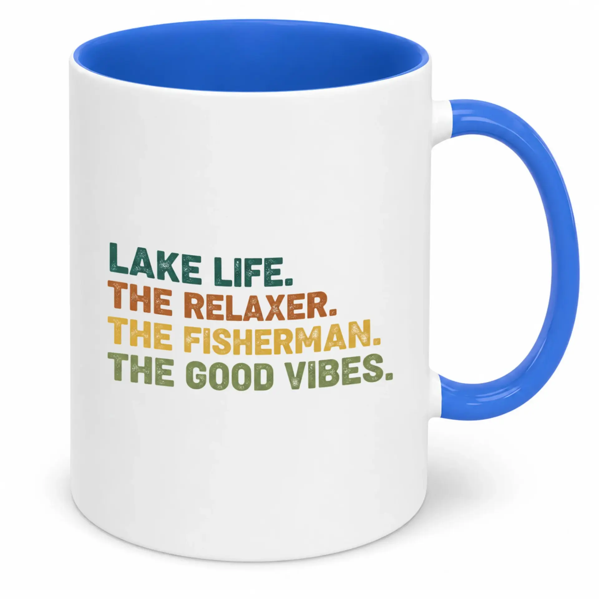Funny Lake Life the Relaxer Fisherman Ceramic Coffee Mug 11oz or 15oz White Glossy Drinkware with Blue Handle