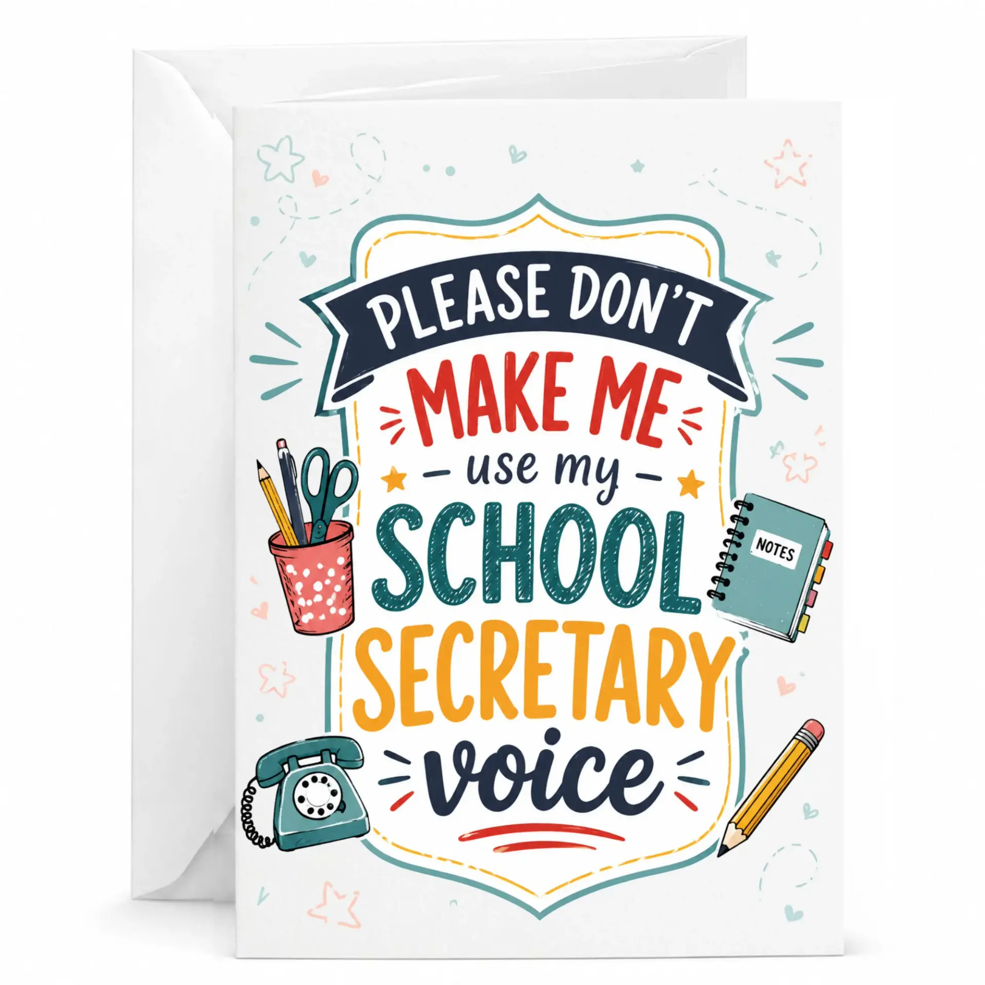 Funny School Secretary Greeting Card Office Humor Note with Envelope Administrative Professional Appreciation