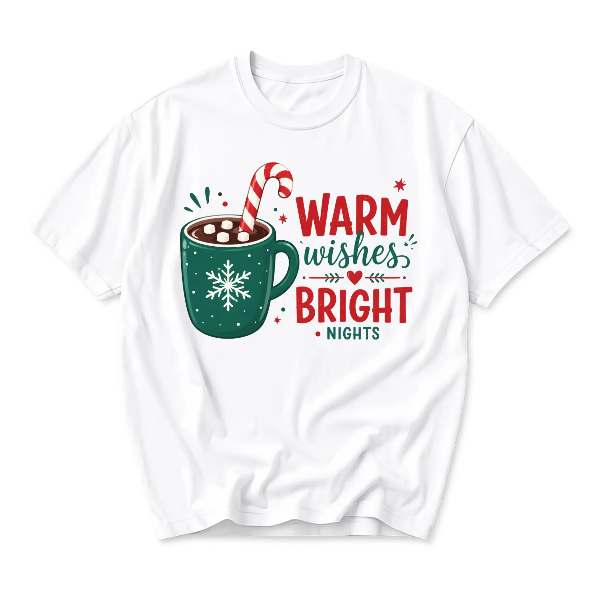 Graphic Tee Warm Wishes Bright Nights Holiday Cocoa Print Unisex Short