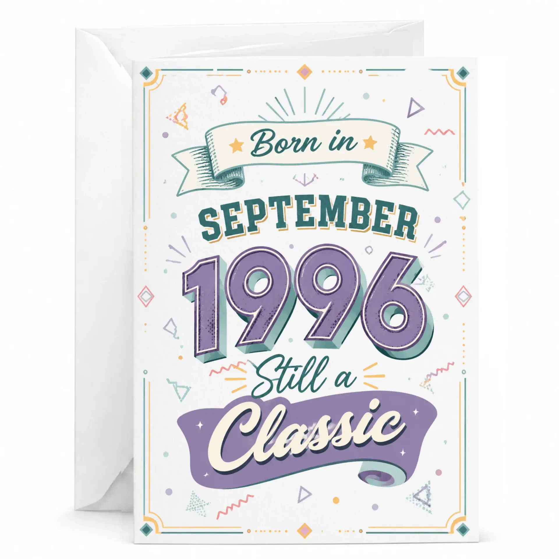 Birthday Card Born in September 1996 Still a Classic Vintage Style Greeting Card for Milestone Birthdays