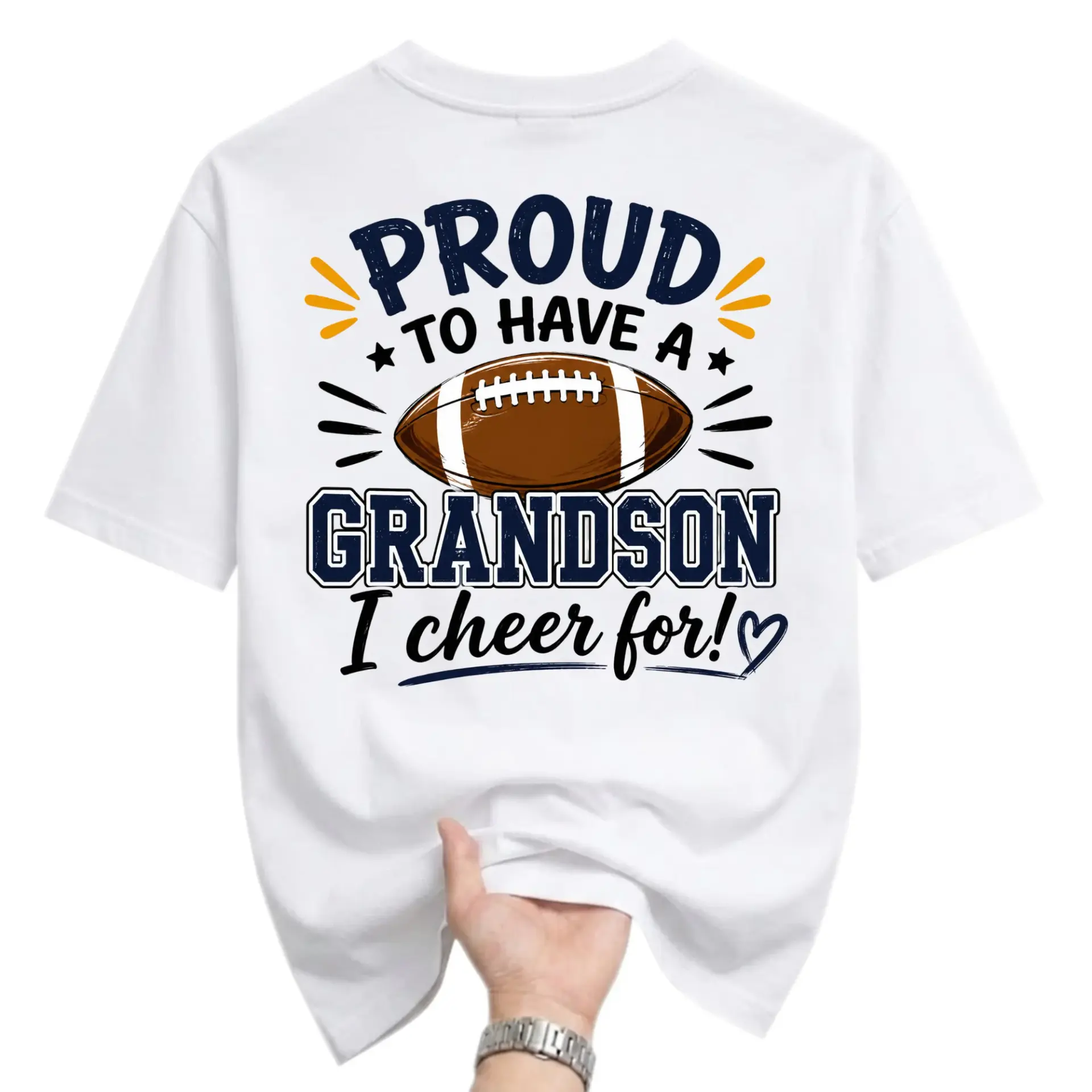 Graphic Tee Proud to Have a Grandson Football Sport Casual Unisex Crew Neck