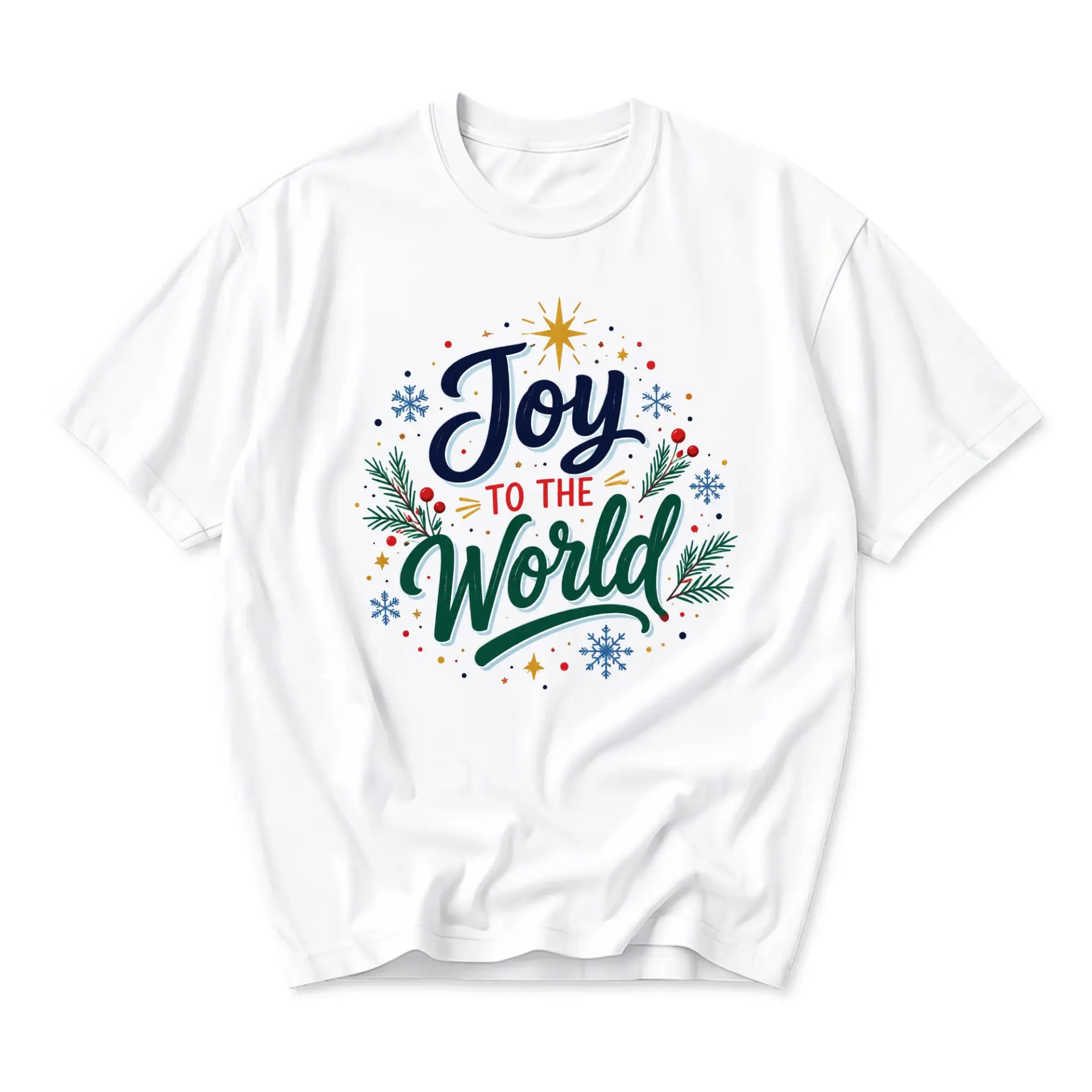 T-shirt Joy to the World Graphic Tee Holiday Themed Unisex Apparel Festive