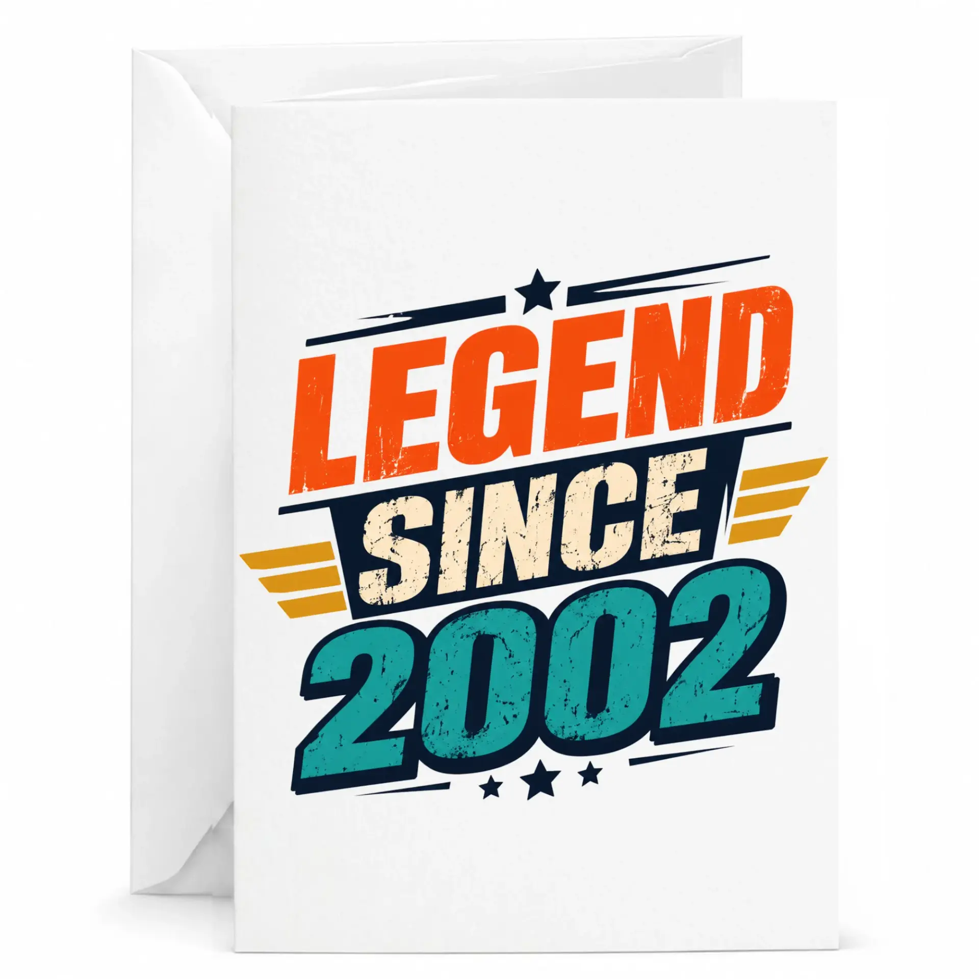 Greeting Card Legend Since 2002 Vintage Style Birthday Message Card for Milestone Celebration with Matching Envelope