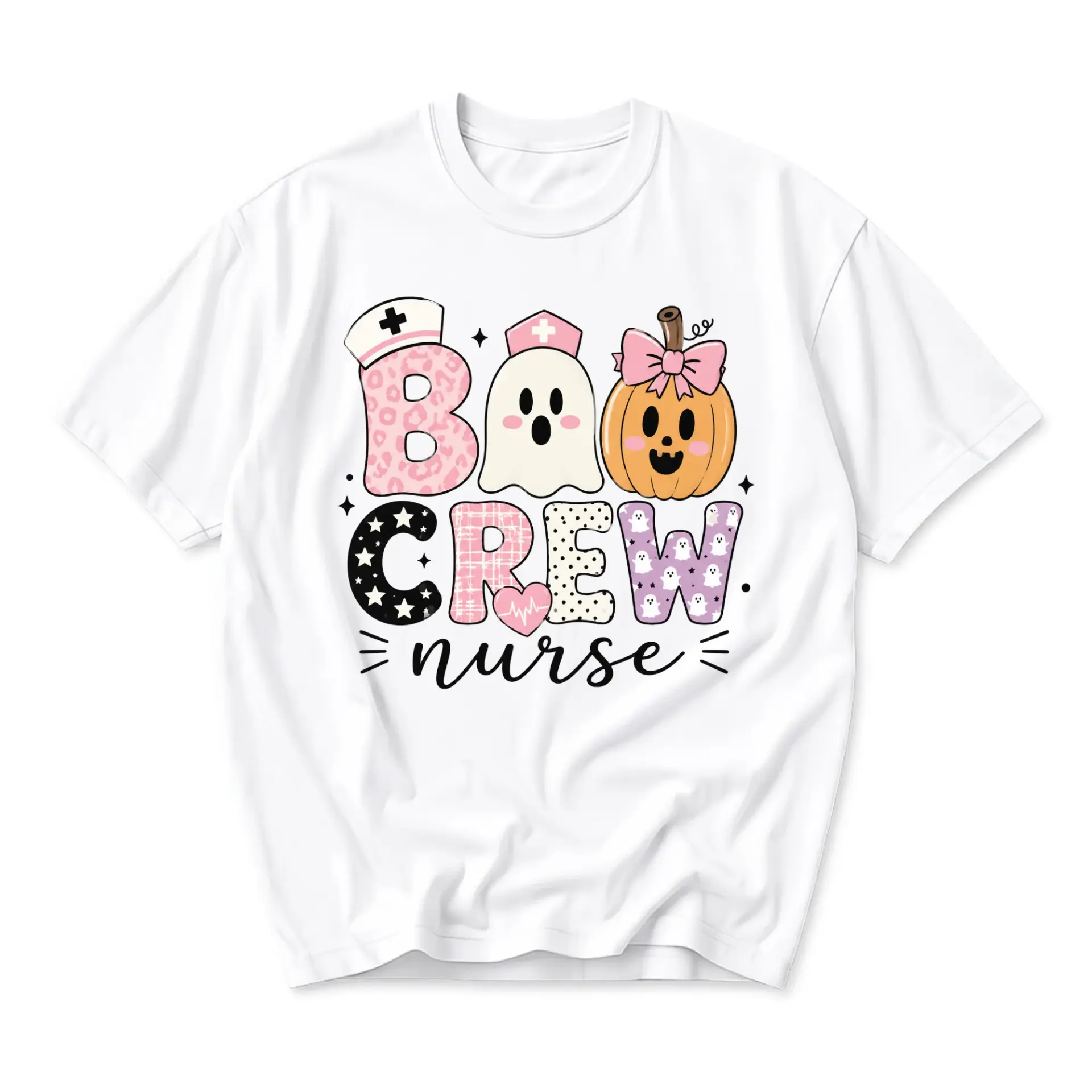 Funny Shirt Boo Crew Nurse Graphic Tee Spooky Season Seasonal Apparel for Medical Professionals and Healthcare Staff