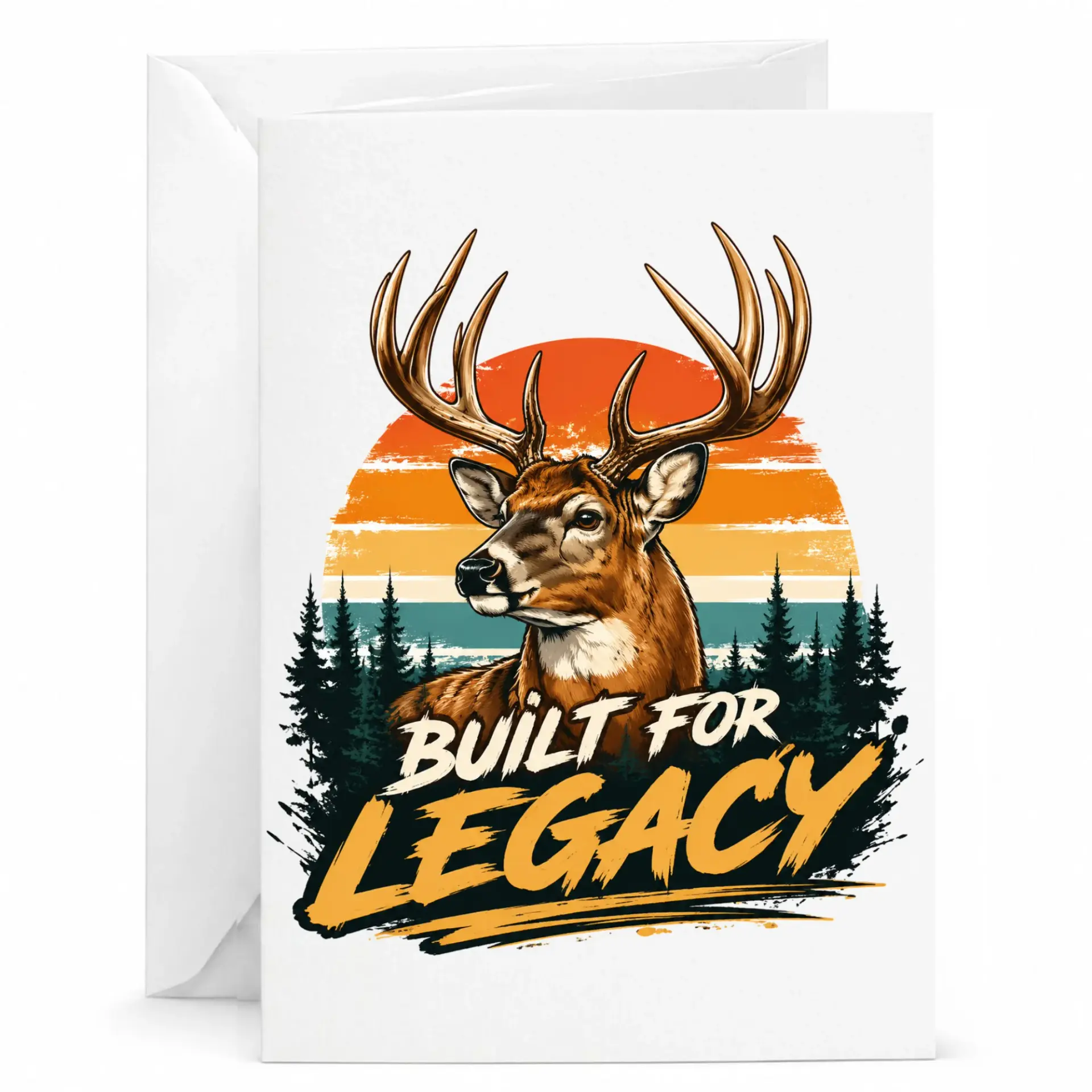Built for Legacy Deer Greeting Card Outdoorsy Wildlife Wildlife Illustration Nature Lover Stationery 5x7 Folded Note