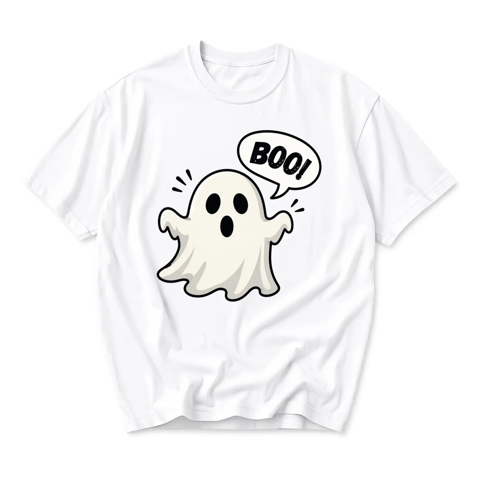 Funny Shirt Boo Ghost Graphic Tee Unisex Crew Neck Short Sleeve Casual Cotton Blend Top for Everyday Wear Halloween