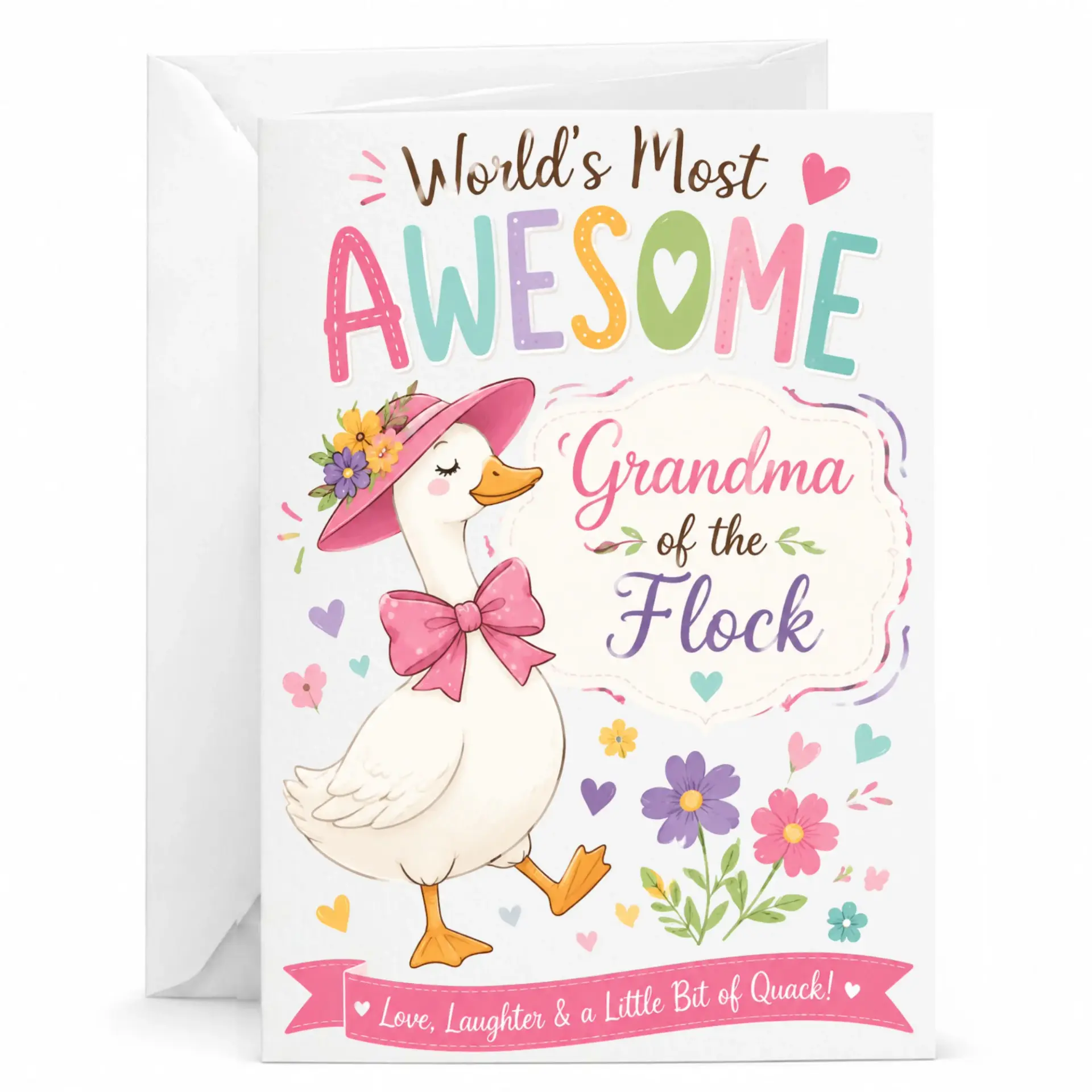 Funny Grandma Greeting Card World's Most Awesome of Cute Duck Illustration Birthday Note