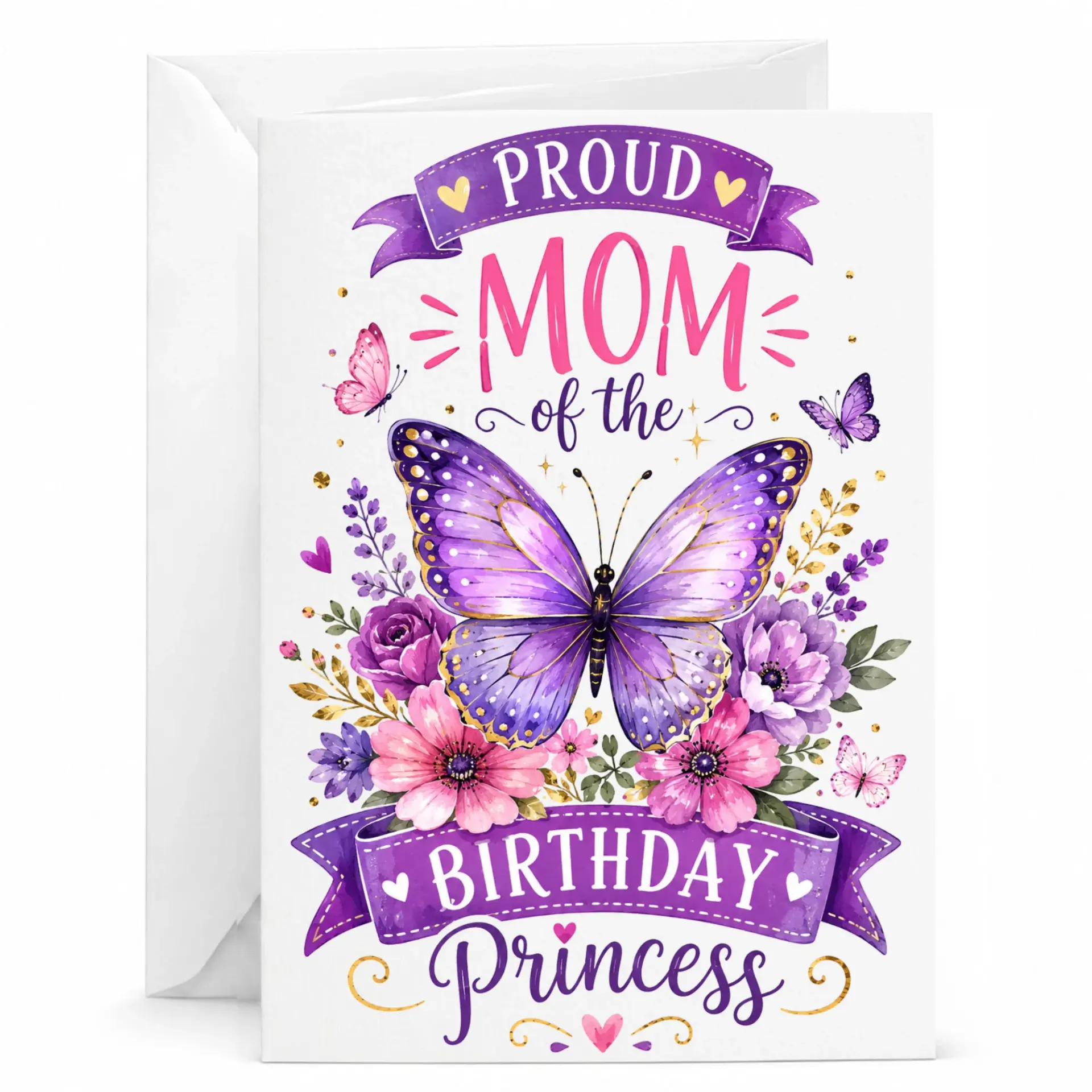 Greeting Card for Mom Featuring Beautiful Purple Butterfly and Floral Design Birthday Celebrations