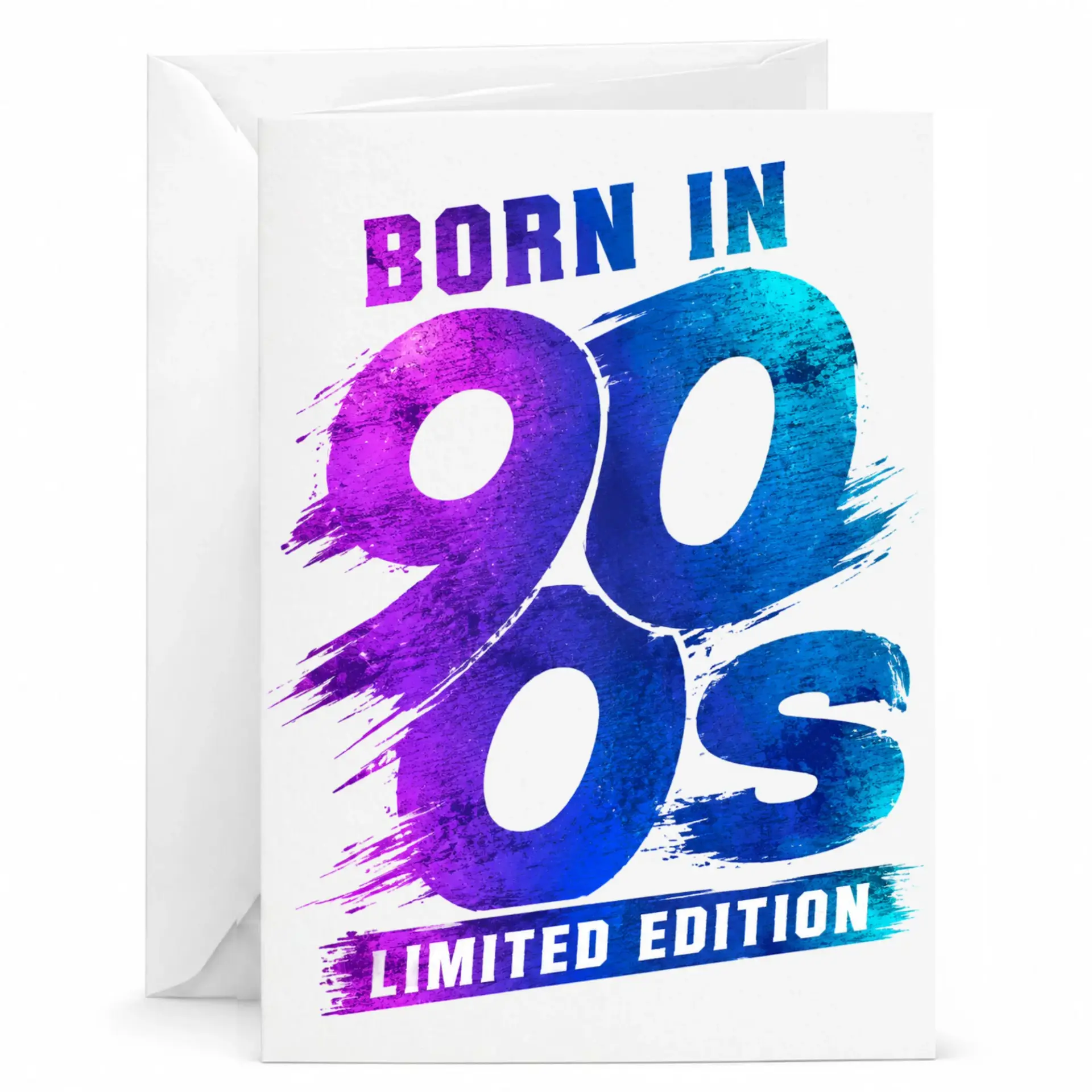 Birthday Card Born in 90s Limited Edition Retro Vibe Greeting Card for Nostalgic Milestone Celebration 5x7 Folded Card