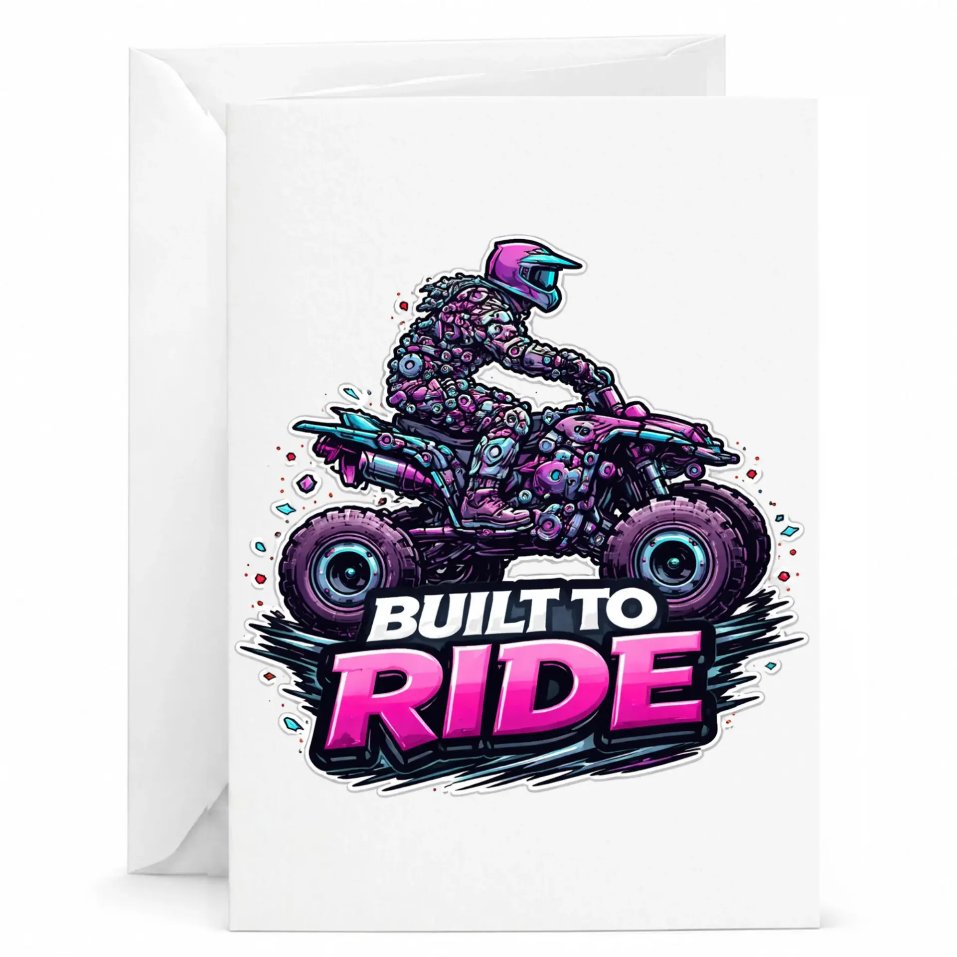 Funny Greeting Card Built to Ride Off Road Adventure Design for Outdoor Enthusiasts and Motorsports Fans