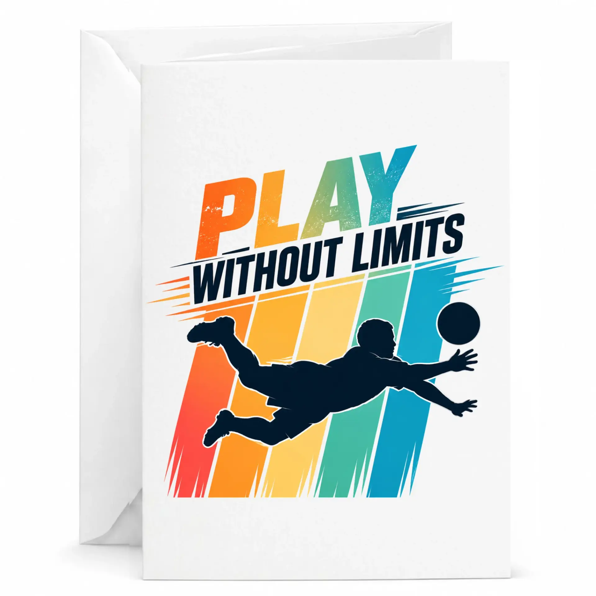 Play Without Limits Sports Greeting Card Motivational Athletic Art Stationery for Fans and Active Individuals