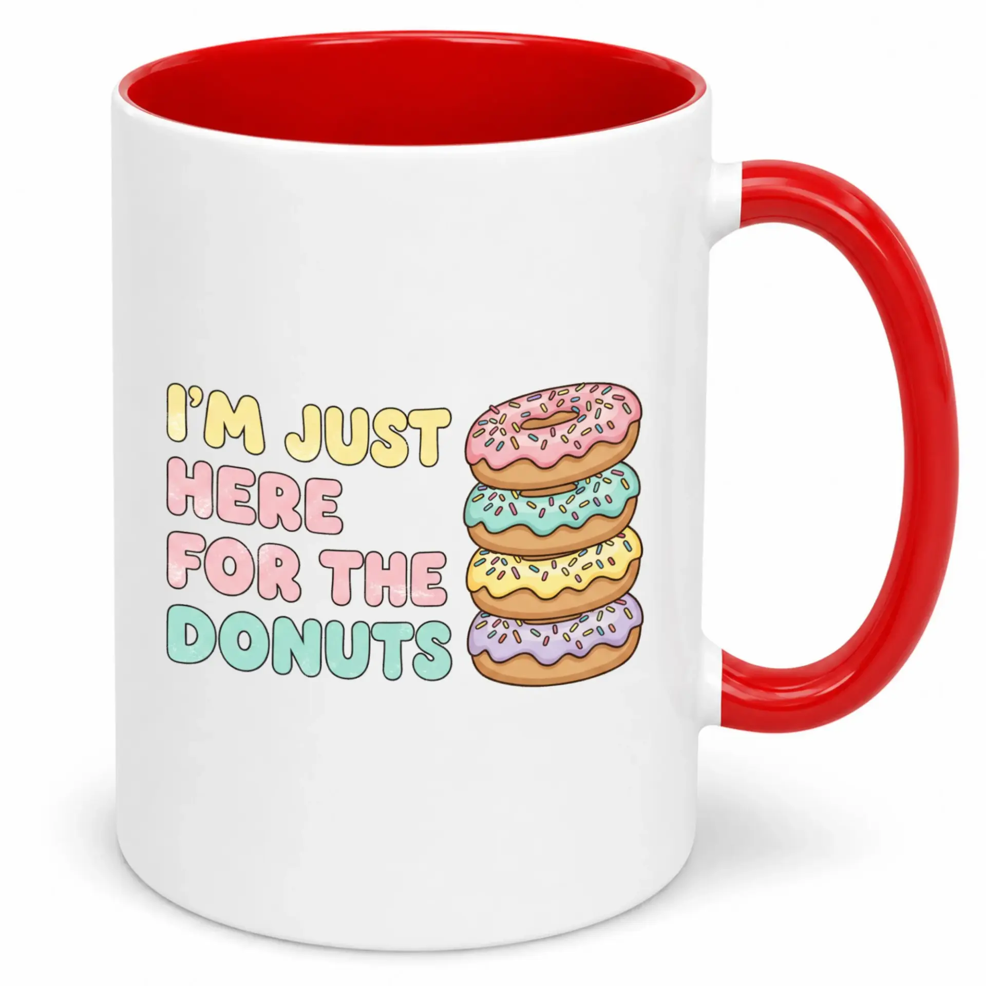 Funny Donut Enthusiast Ceramic Coffee Mug with Playful Sprinkled Donut Stack Design, Sweet Treat Themed Drinkware for Morning Beverage