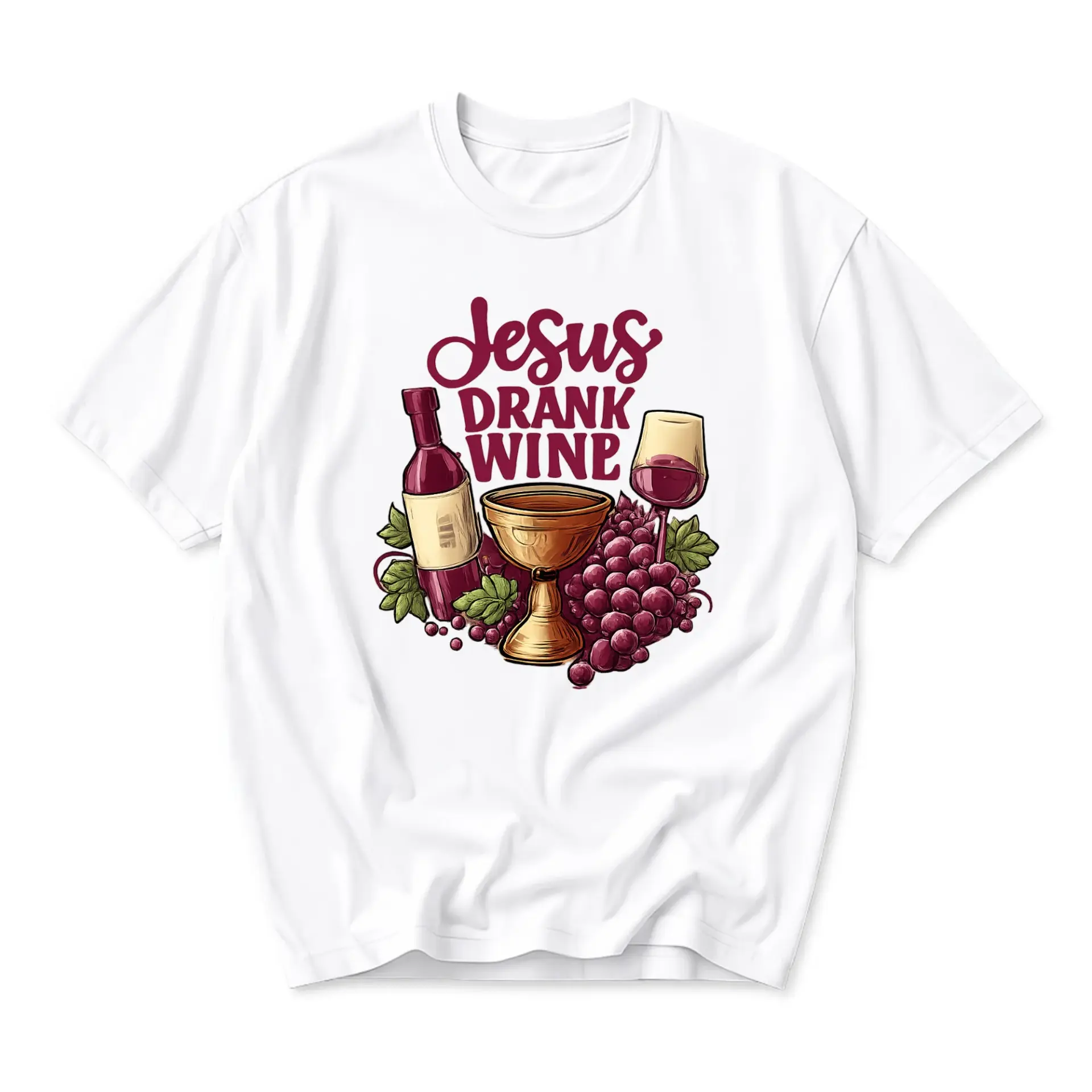 Funny Shirt Jesus Drank Wine Graphic Tee Unisex Casual Apparel for Everyday Comfort and Humor Statements