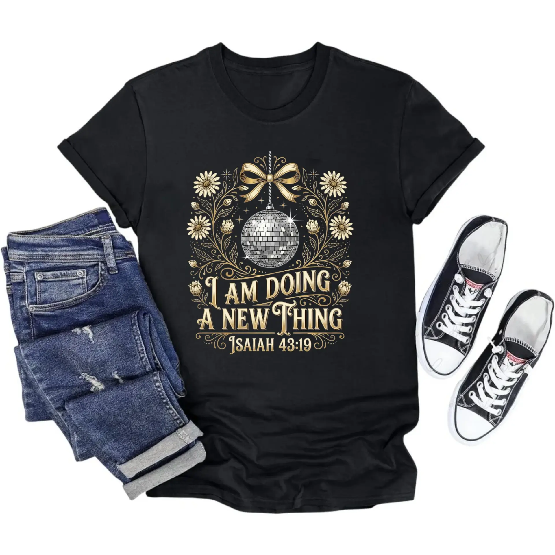 Graphic Tee I Am Doing a New Thing Inspirational Quote T-Shirt Unisex Crew Neck Faith Christian Apparel