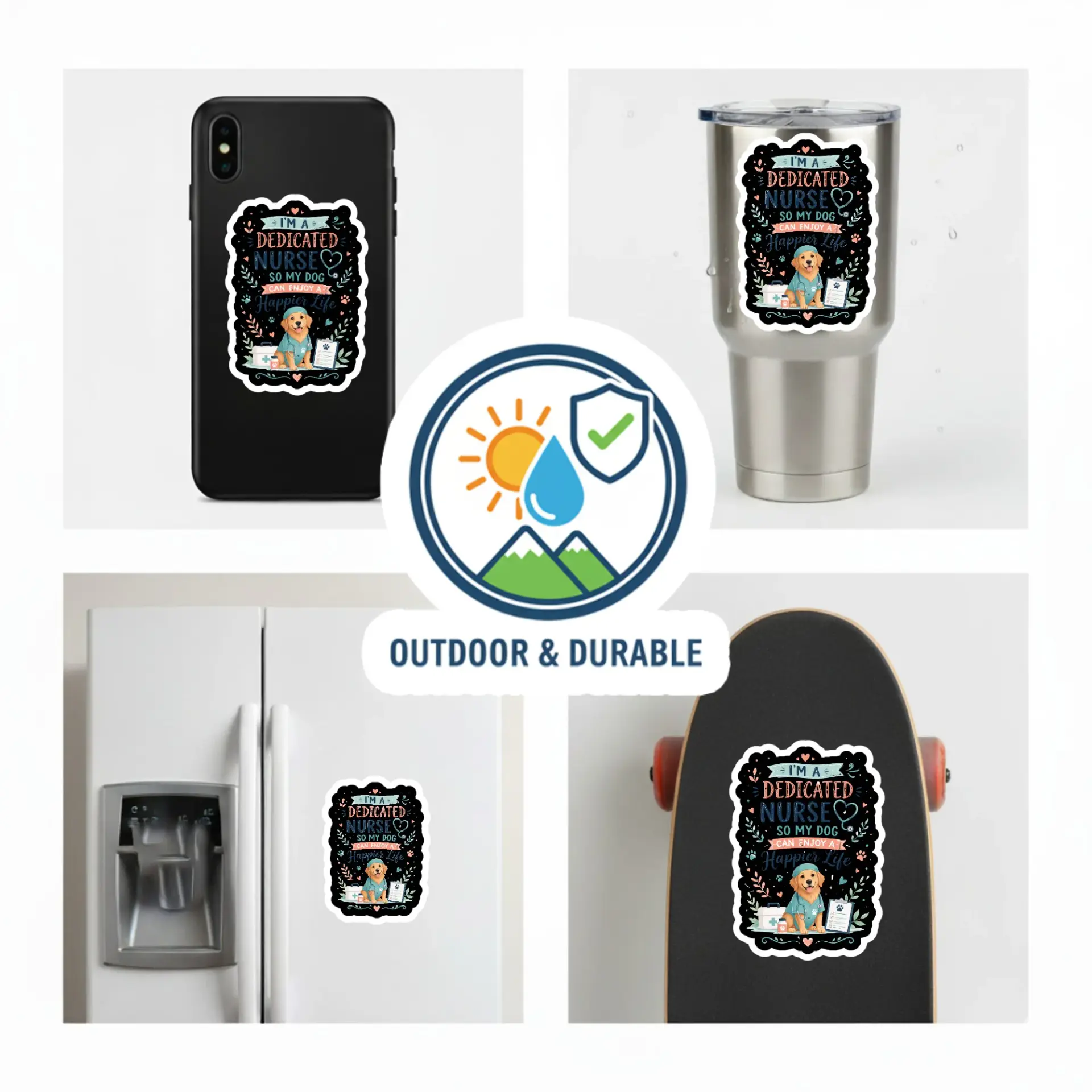 Vinyl Sticker Pack Dedicated Nurse Dog Owner Decals Waterproof Adhesive Die Cut Labels for Laptop Water Bottle Notebook