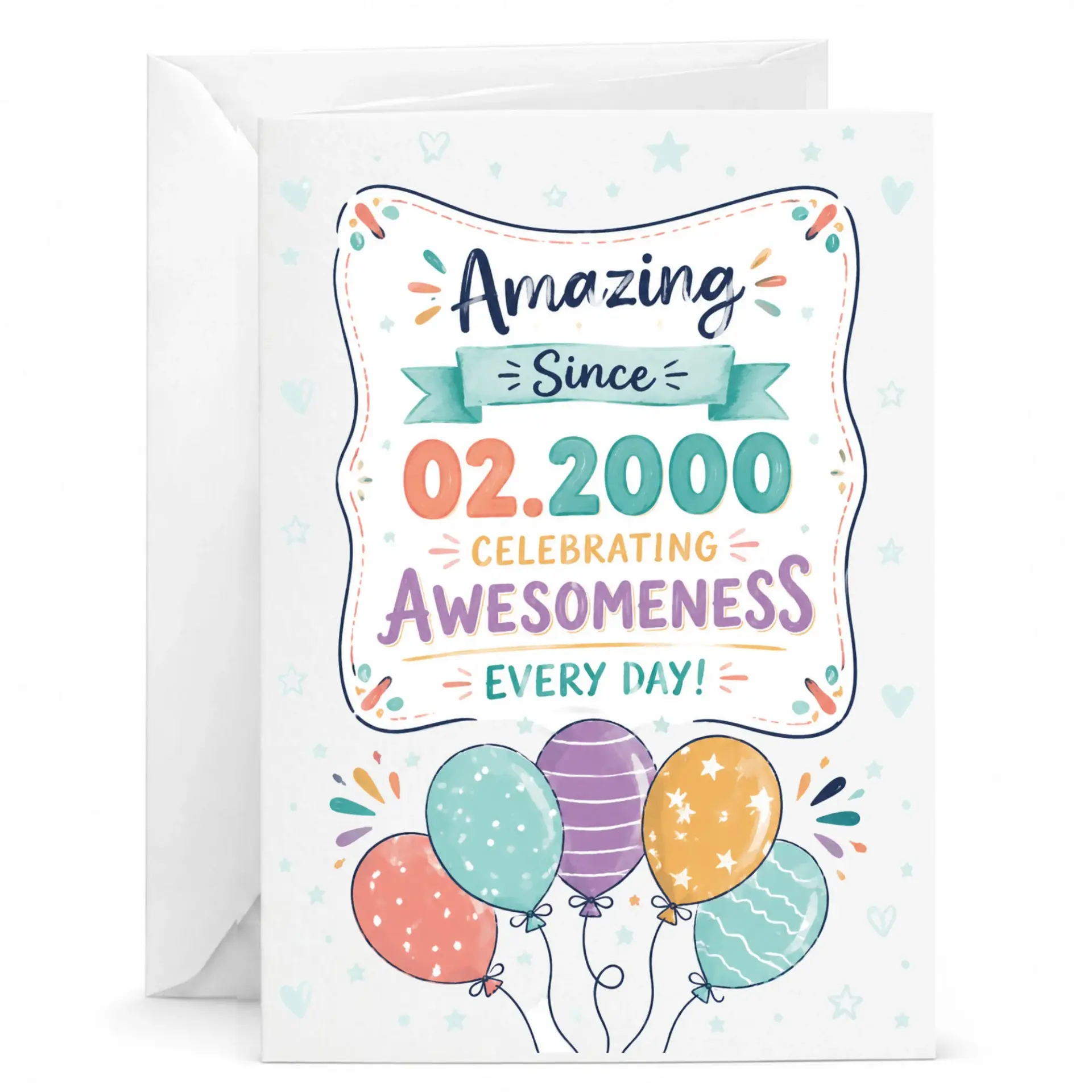 Birthday Card Amazing Since 02.2000 Celebrating Awesomeness Greeting Card with Envelope for Milestone Celebration