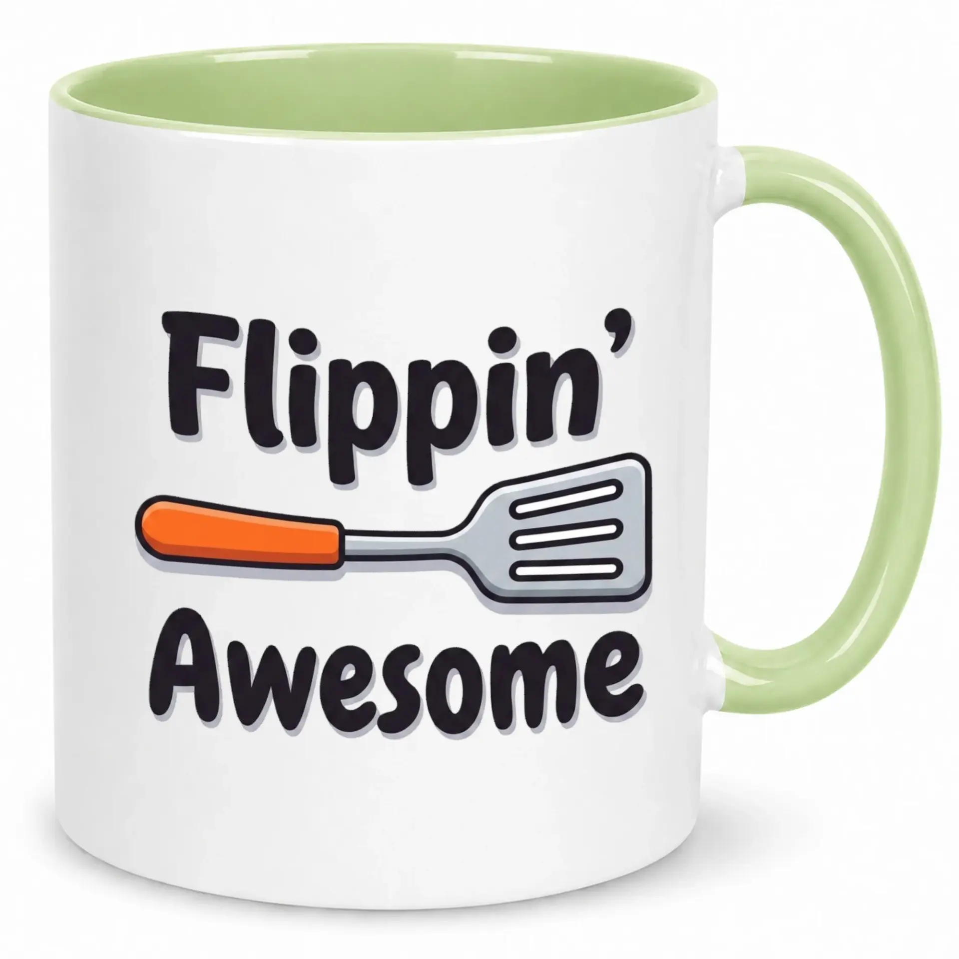 Funny Coffee Mug with Flippin' Awesome Spatula Design, Unique Kitchen Enthusiast Ceramic Cup, Great Gift for Cooks and Foodies
