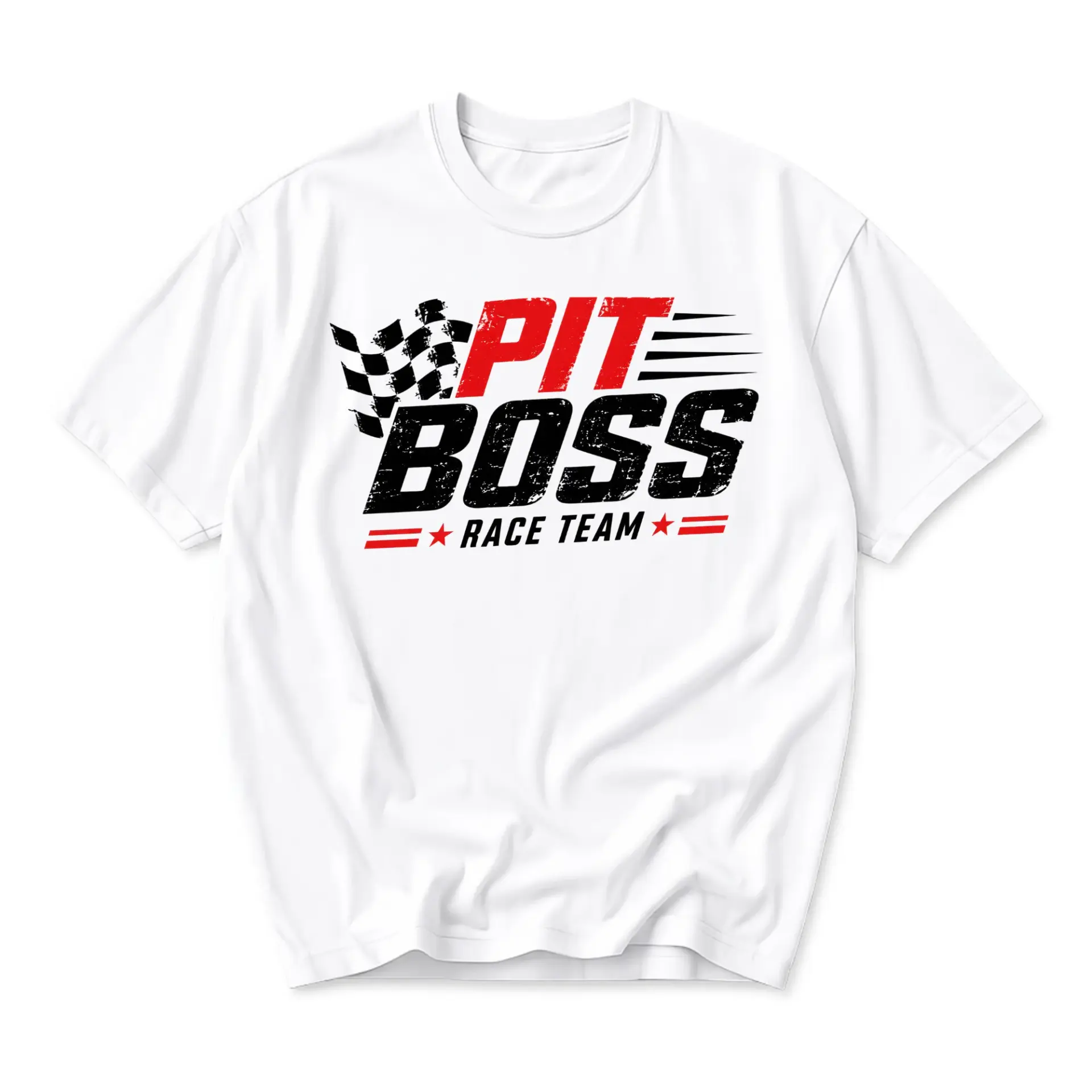 Funny Shirt Pit Boss Race Team Graphic Tee Unisex Crew Neck Casual Wear Soft Cotton Apparel for Motor Sports Fans