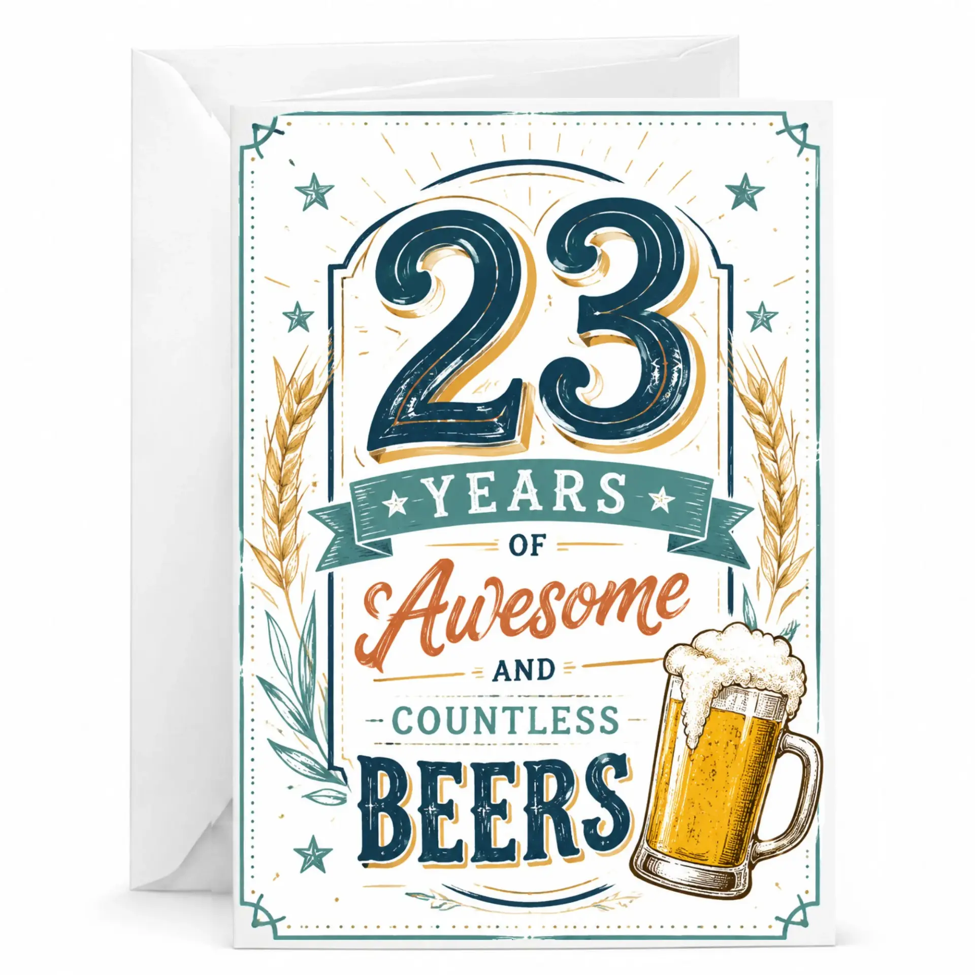 Funny Birthday Card for 23rd Birthday Beer Lover Greeting Card for Turning Twenty Three Years Old Cheers Milestone