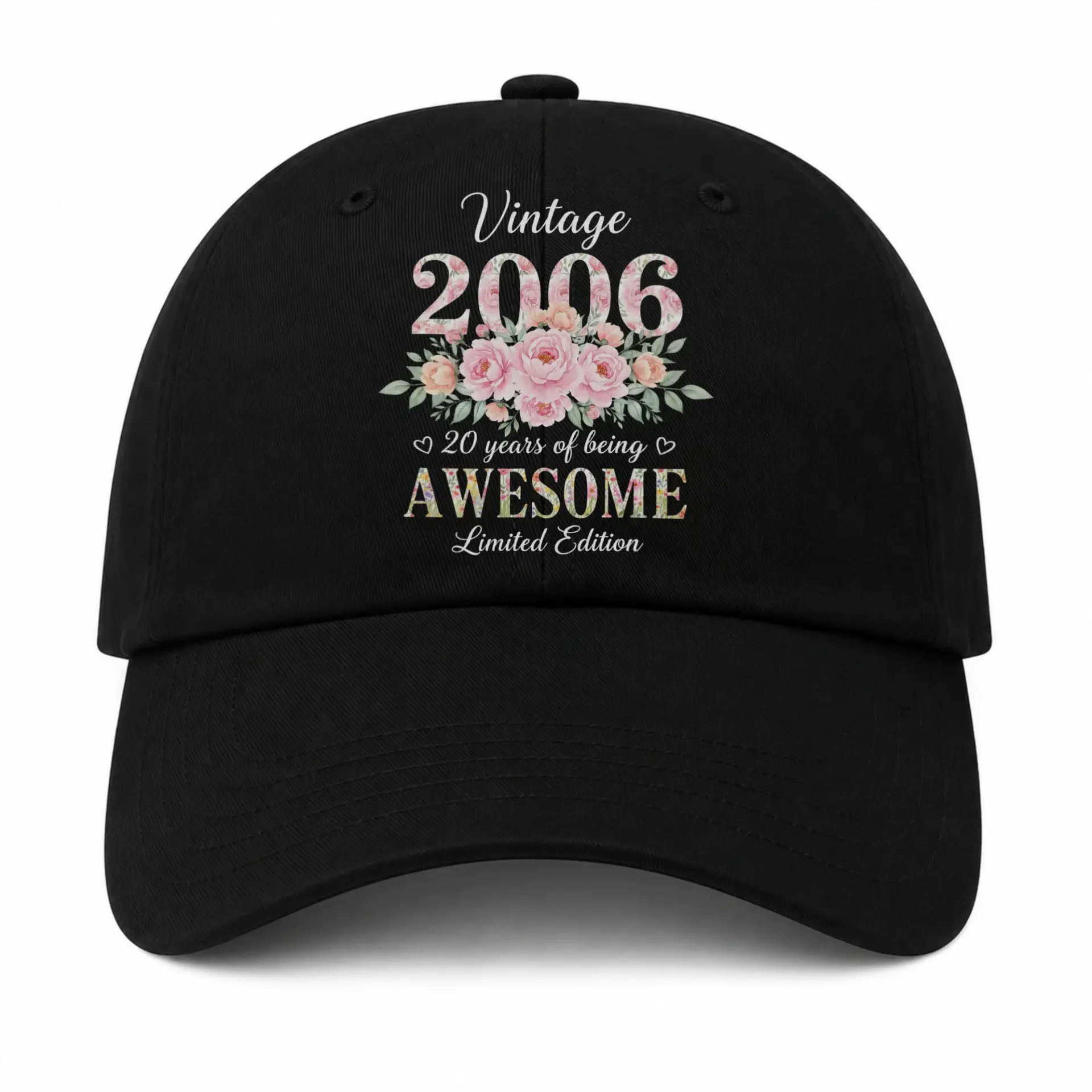 Baseball Cap Vintage 2006 Floral Design Embroidered Dad Hat Unisex