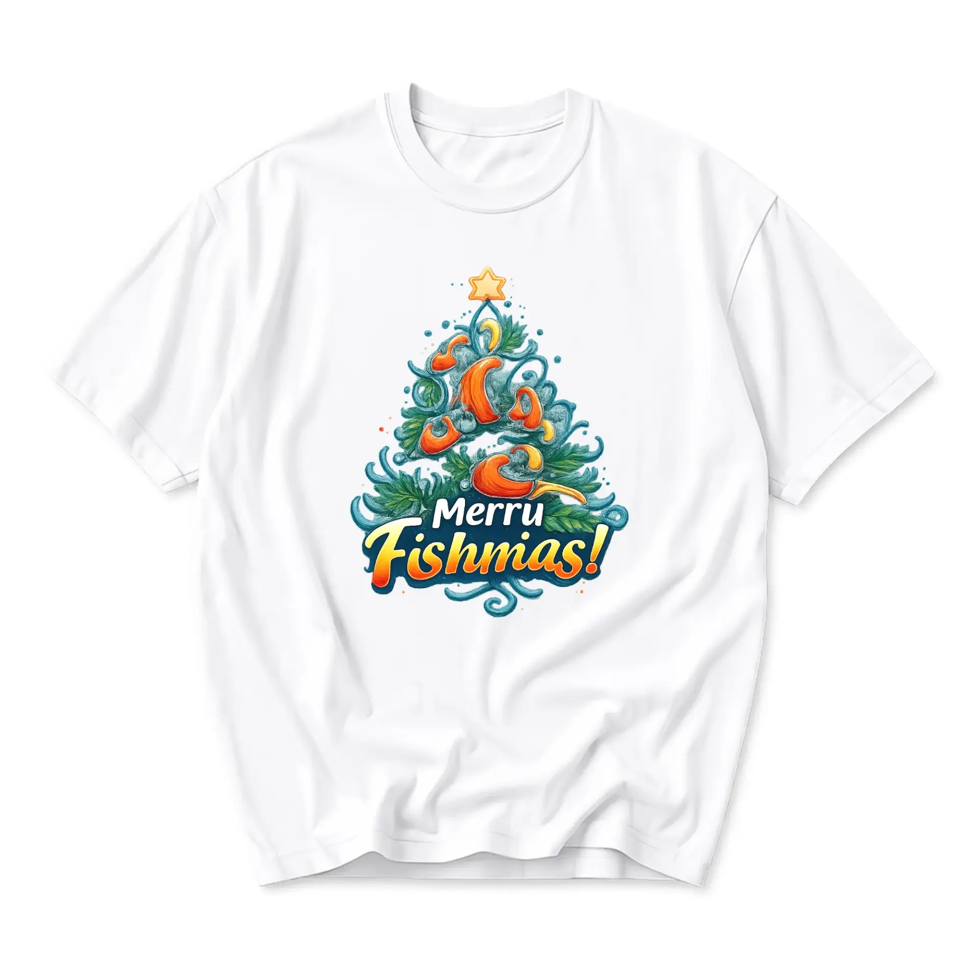 Funny Shirt Merru Fishmias Holiday Graphic Tee Unisex Short Sleeve Crew