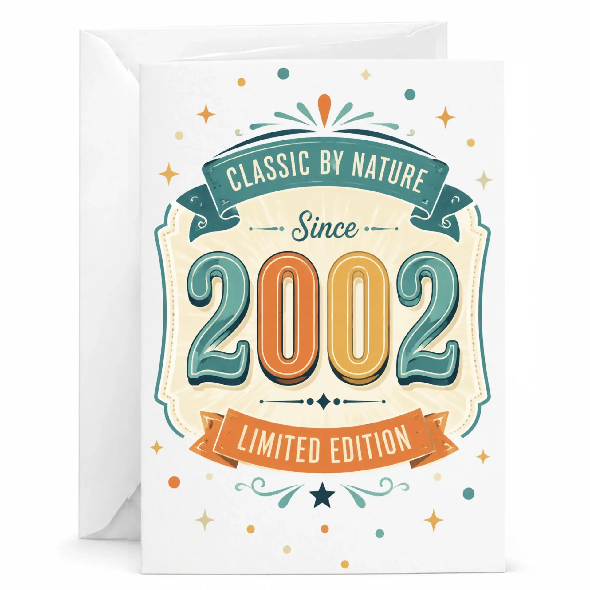 Birthday Card Classic by Nature Since 2002 Limited Edition Greeting Card Retro Style Anniversary Celebration Stationery