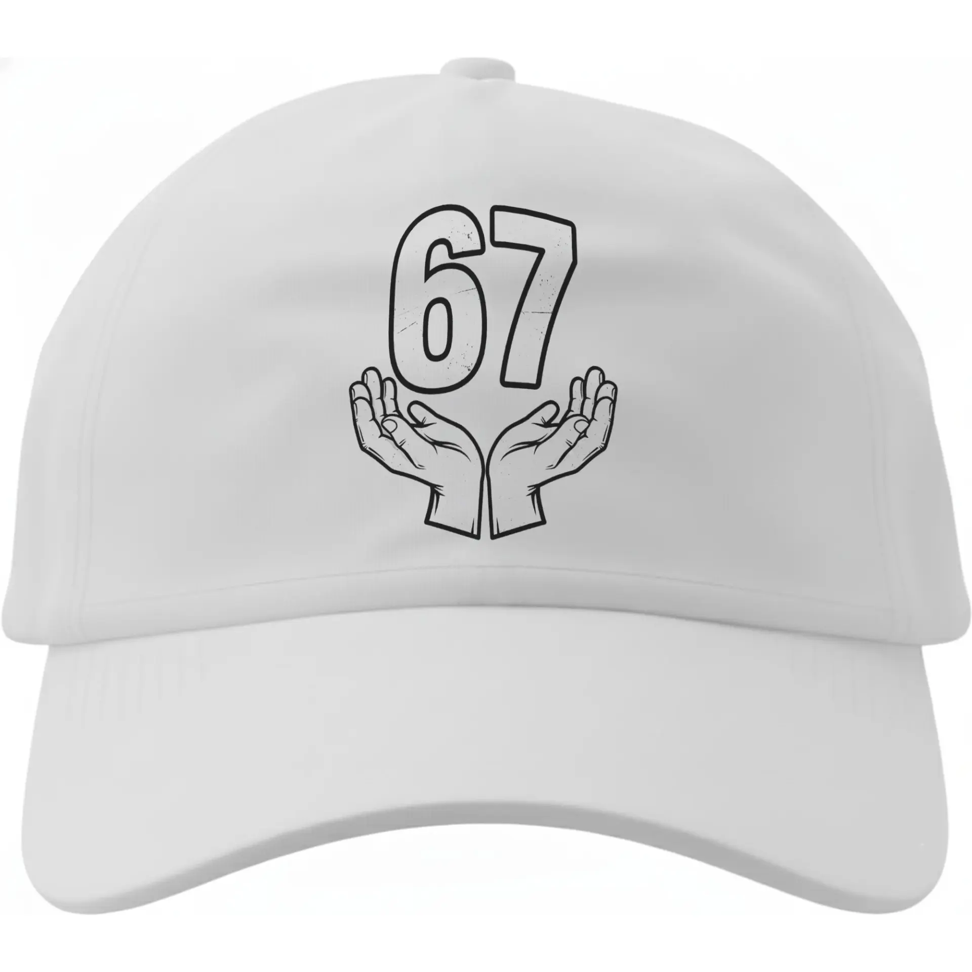 Baseball Cap Featuring Number 67 Held in Hands Graphic Design Comfortable Low Profile Cotton Hat for Daily Headwear