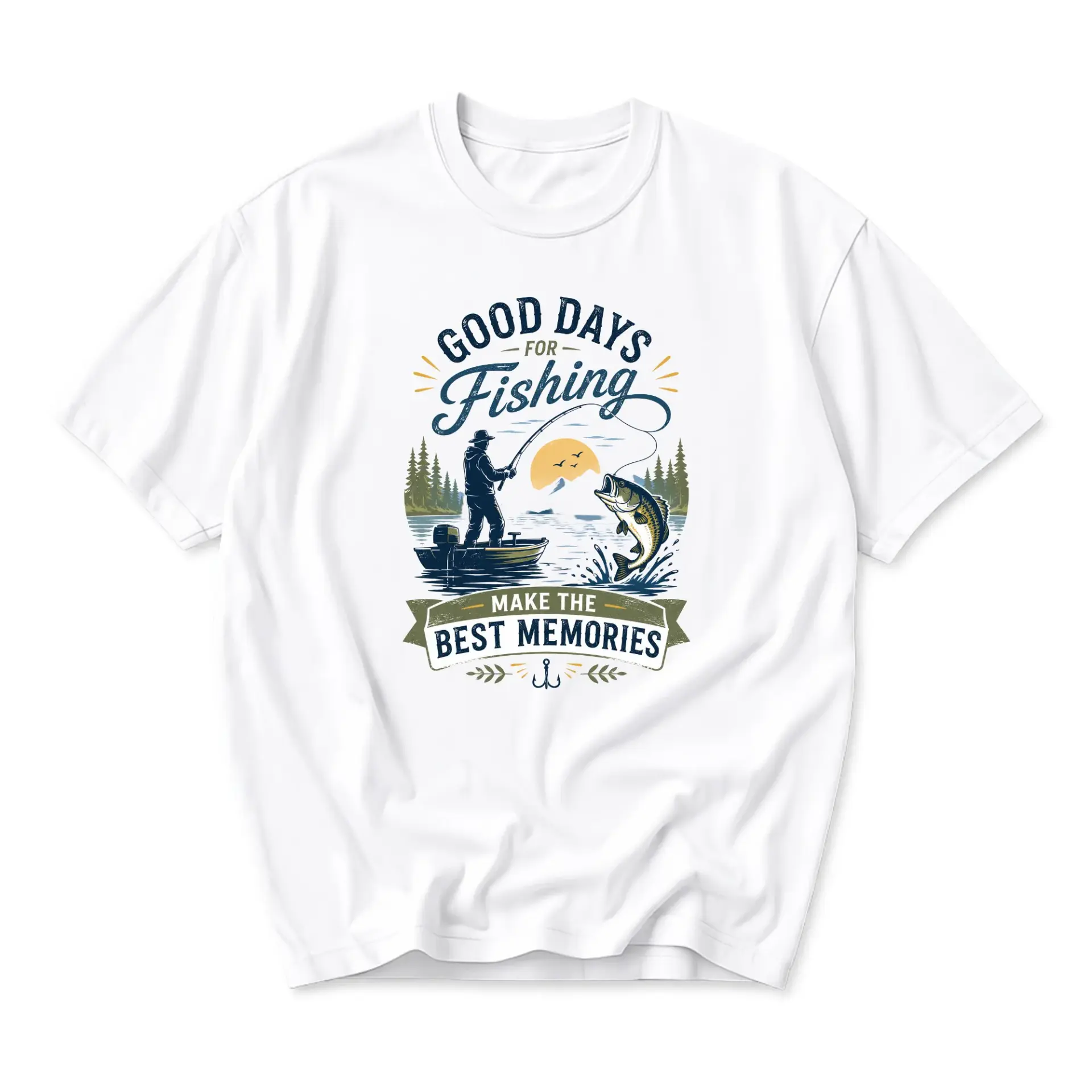 Graphic Tee Good Days for Fishing Make the Best Memories Unisex Crew Neck Casual Everyday Outdoor Inspired Shirt