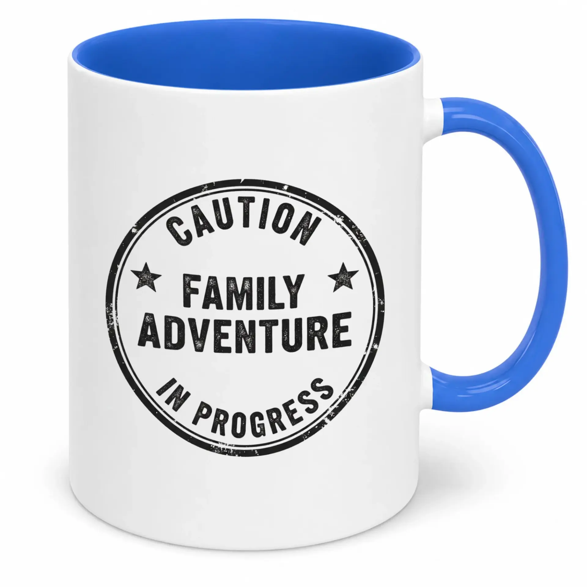 Funny Family Adventure Ceramic Coffee Mug with Caution Sign Design 11 Oz or 15 Oz Novelty Drinkware for Home Office Gift