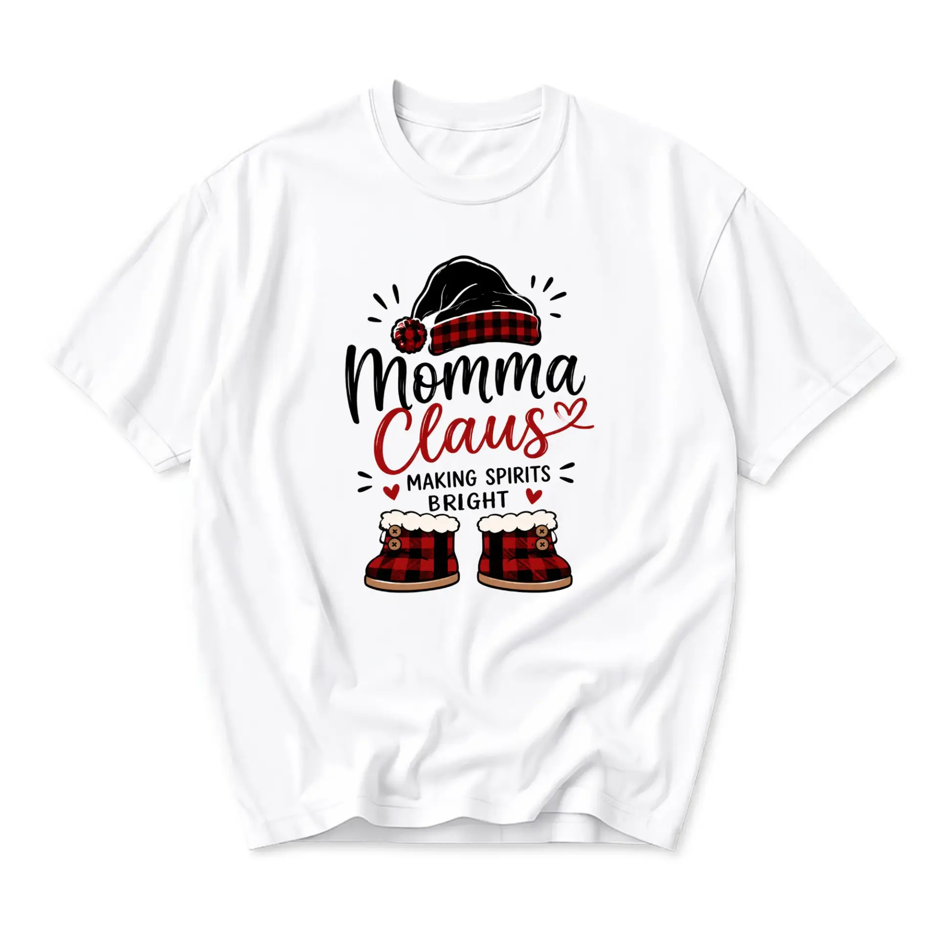 Graphic Tee Momma Claus Making Spirits Bright Holiday Unisex Crew Neck Shirt for Seasonal Casual Comfort Wear
