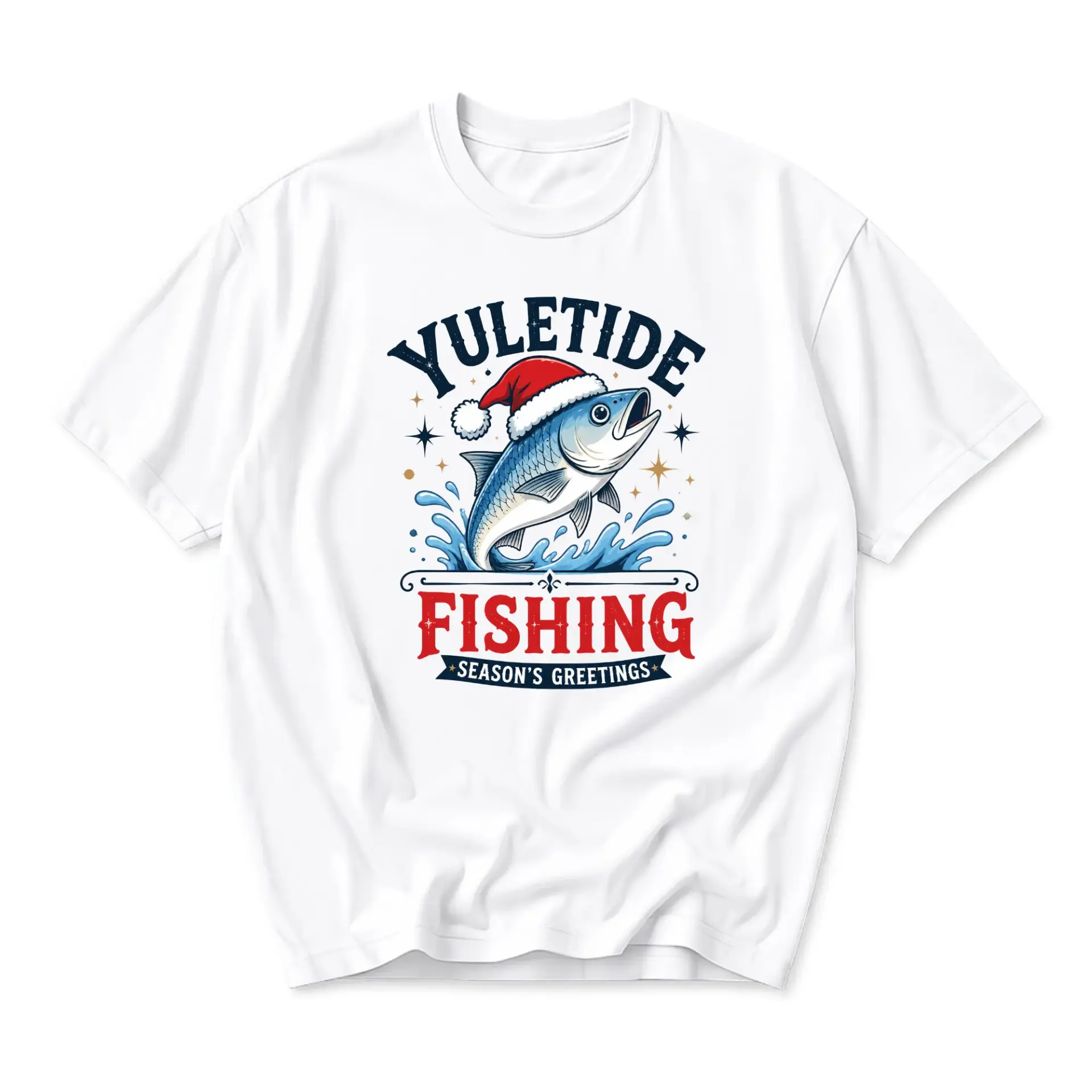 Funny Shirt Yuletide Fishing Holiday Graphic Tee for Men and Women