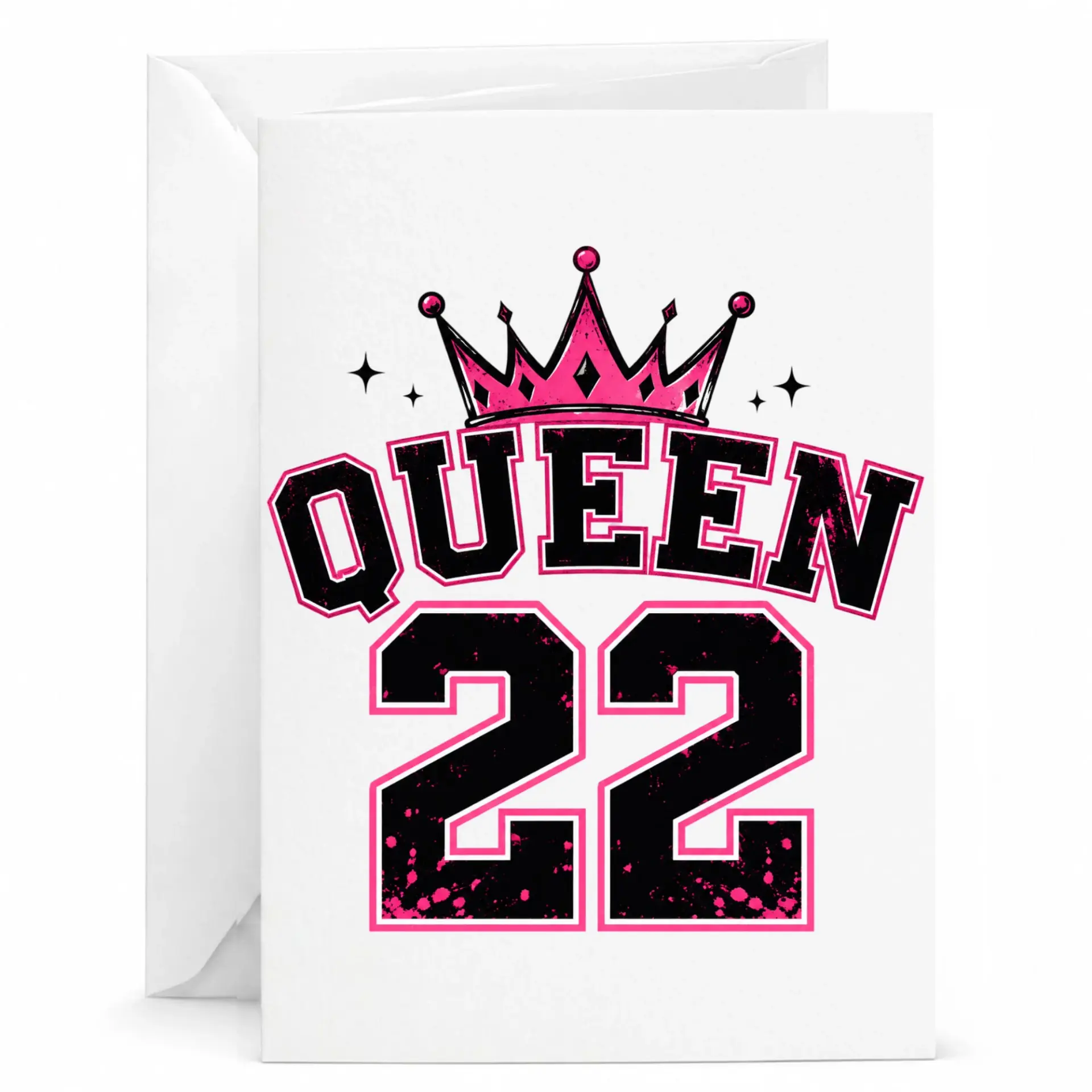 Birthday Card Queen 22 Funny Milestone Anniversary Greeting Card for Her with Envelope Included