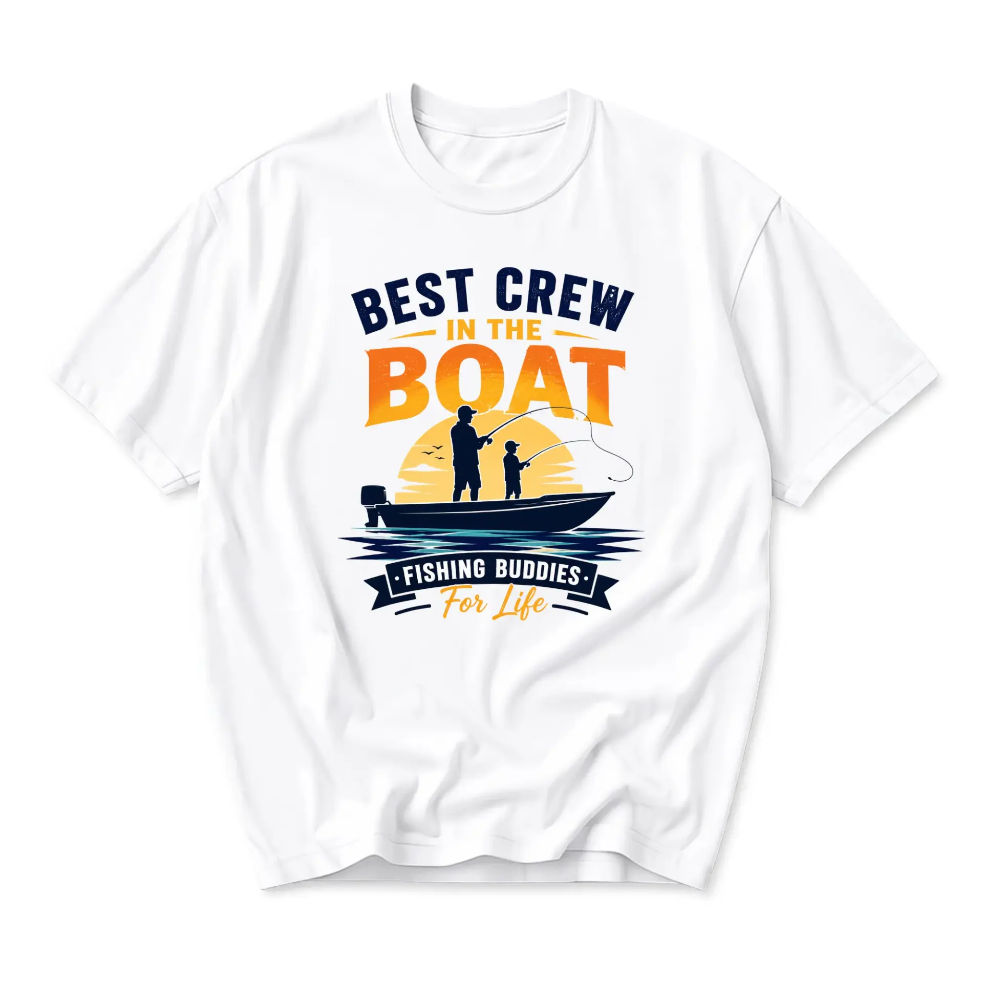 Funny Shirt Best Crew in the Boat Fishing Buddies Unisex Graphic Printed T-Shirt Casual Everyday Apparel