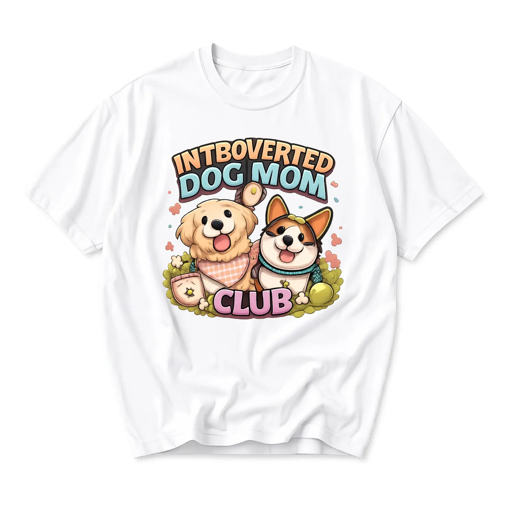 Funny Shirt Intboverted Dog Mom Club Graphic Tee Unisex Casual Apparel for