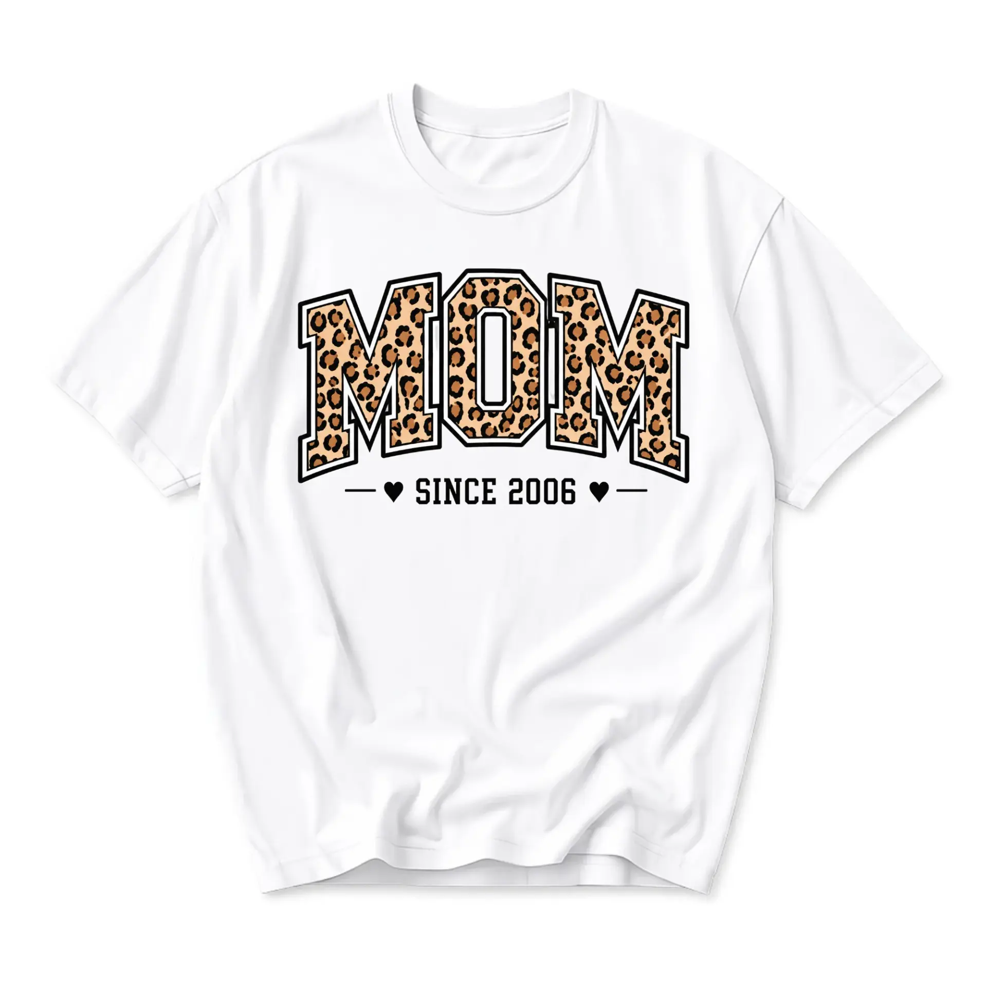 Graphic Tee Mom Since 2006 Leopard Print Lettering Unisex Casual Short