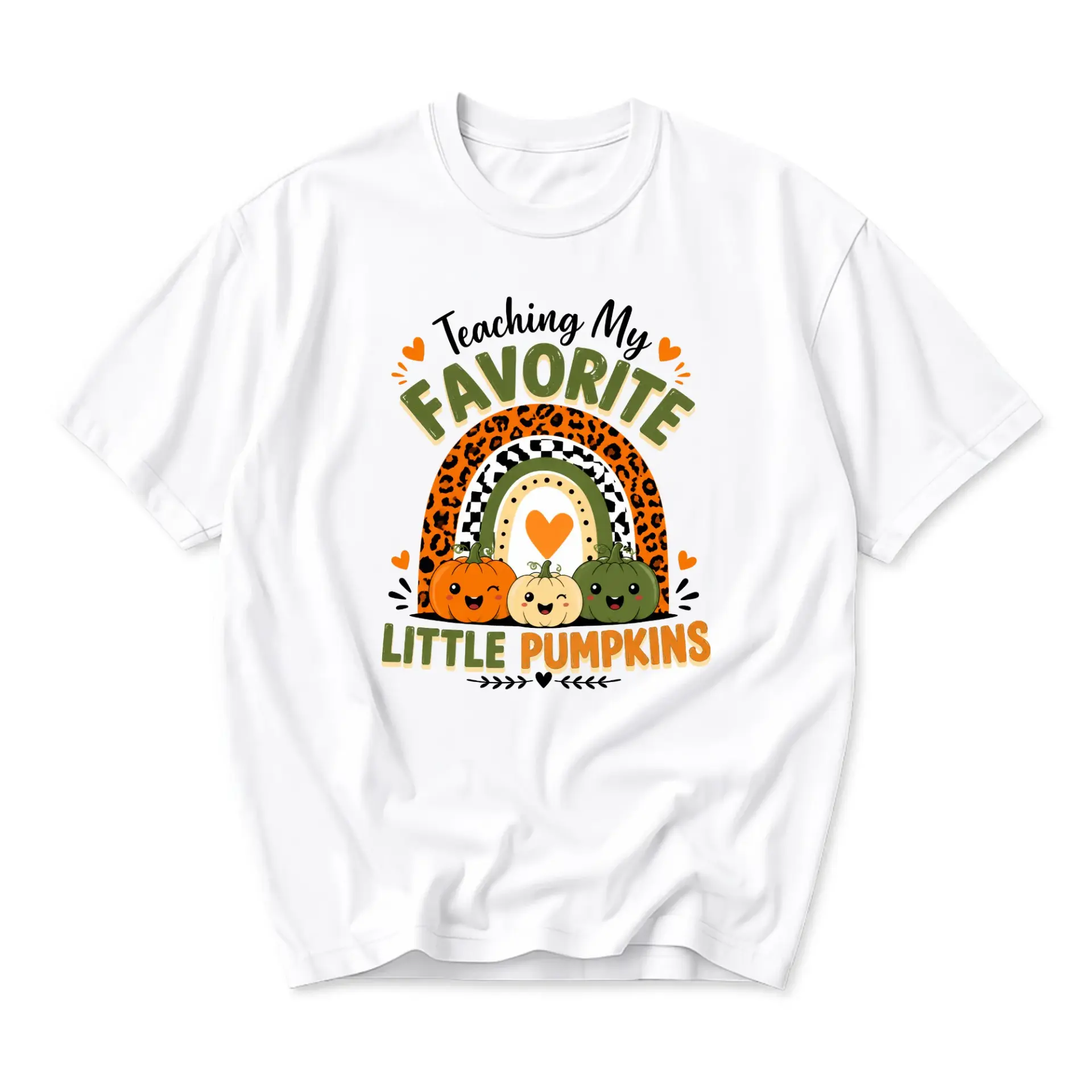Graphic Tee Teaching My Favorite Little Pumpkins Seasonal Autumn Unisex Crew Neck Short Sleeve Soft Casual Cotton Shirt