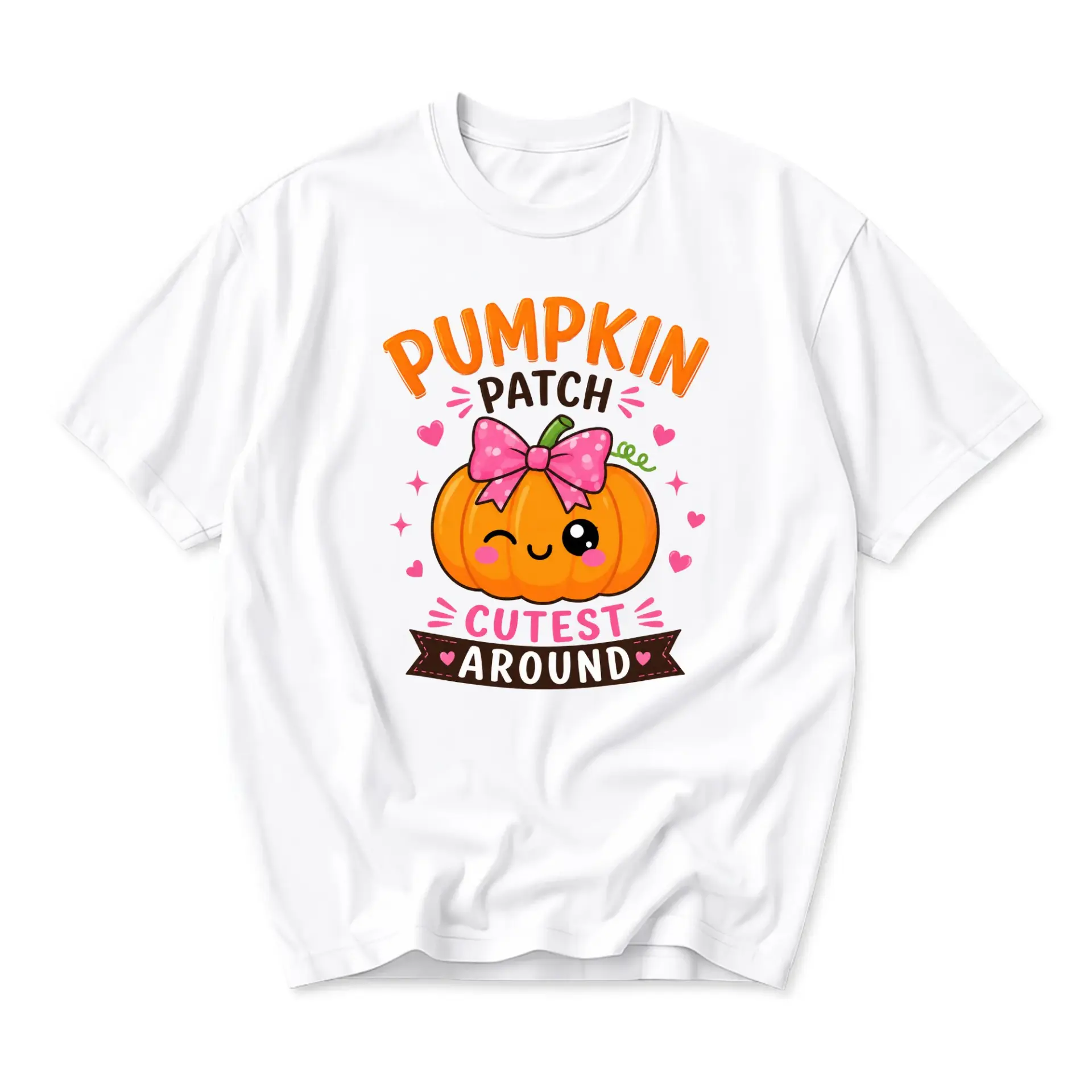 Graphic Tee Pumpkin Patch Cutest Around Cute Fall Season Shirt Unisex Crew Neck Autumn Holiday Apparel for Casual Wear