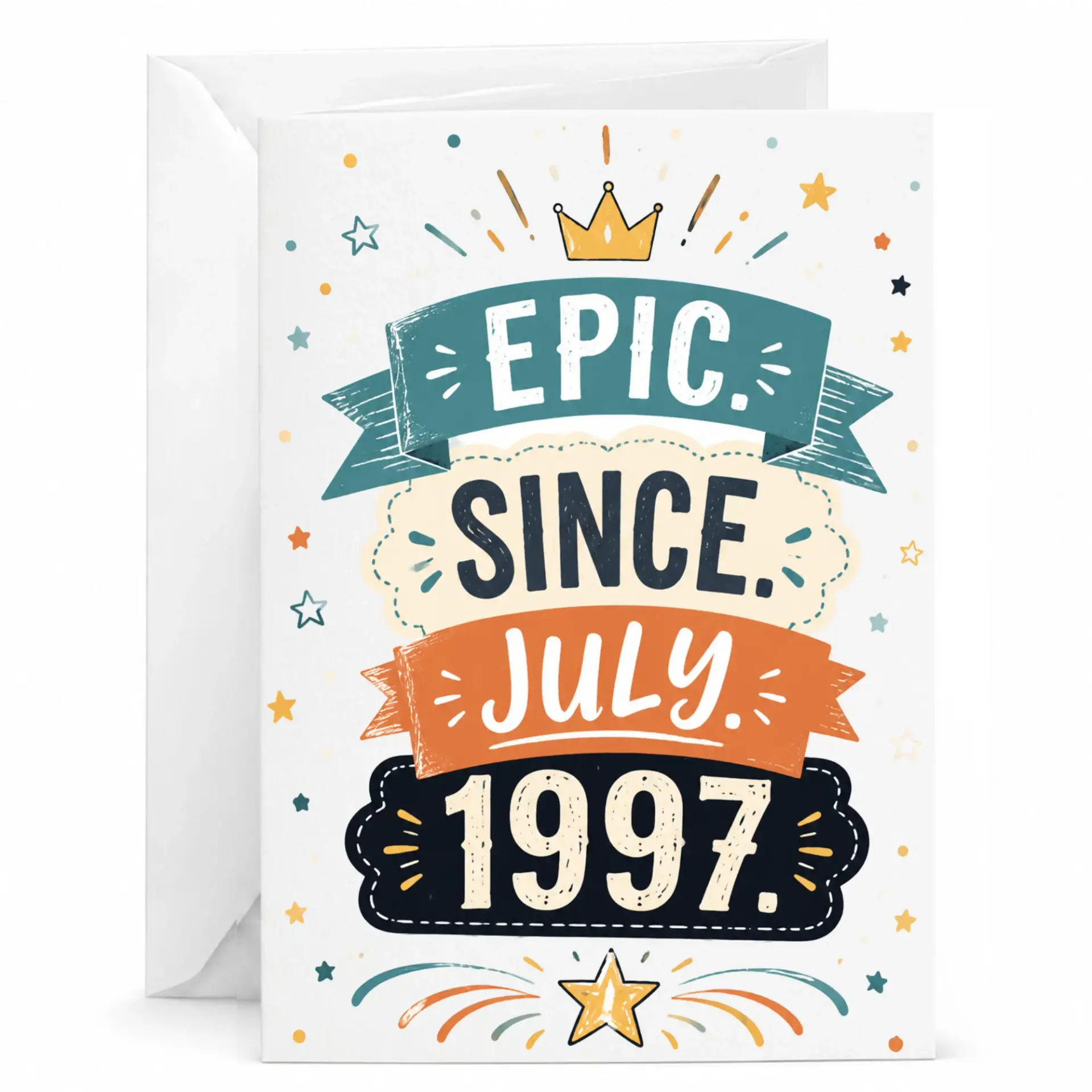 Greeting Card Epic Since July 1997 Vintage Style Birthday Celebration Stationery Card for Milestone Birthday Anniversary