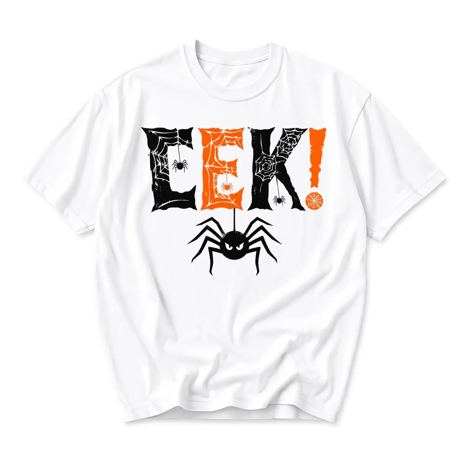 Funny Shirt Eek Halloween Spider Graphic Tee Unisex Crew Neck Casual Cotton Blend Short Sleeve Tops for Everyday Wear